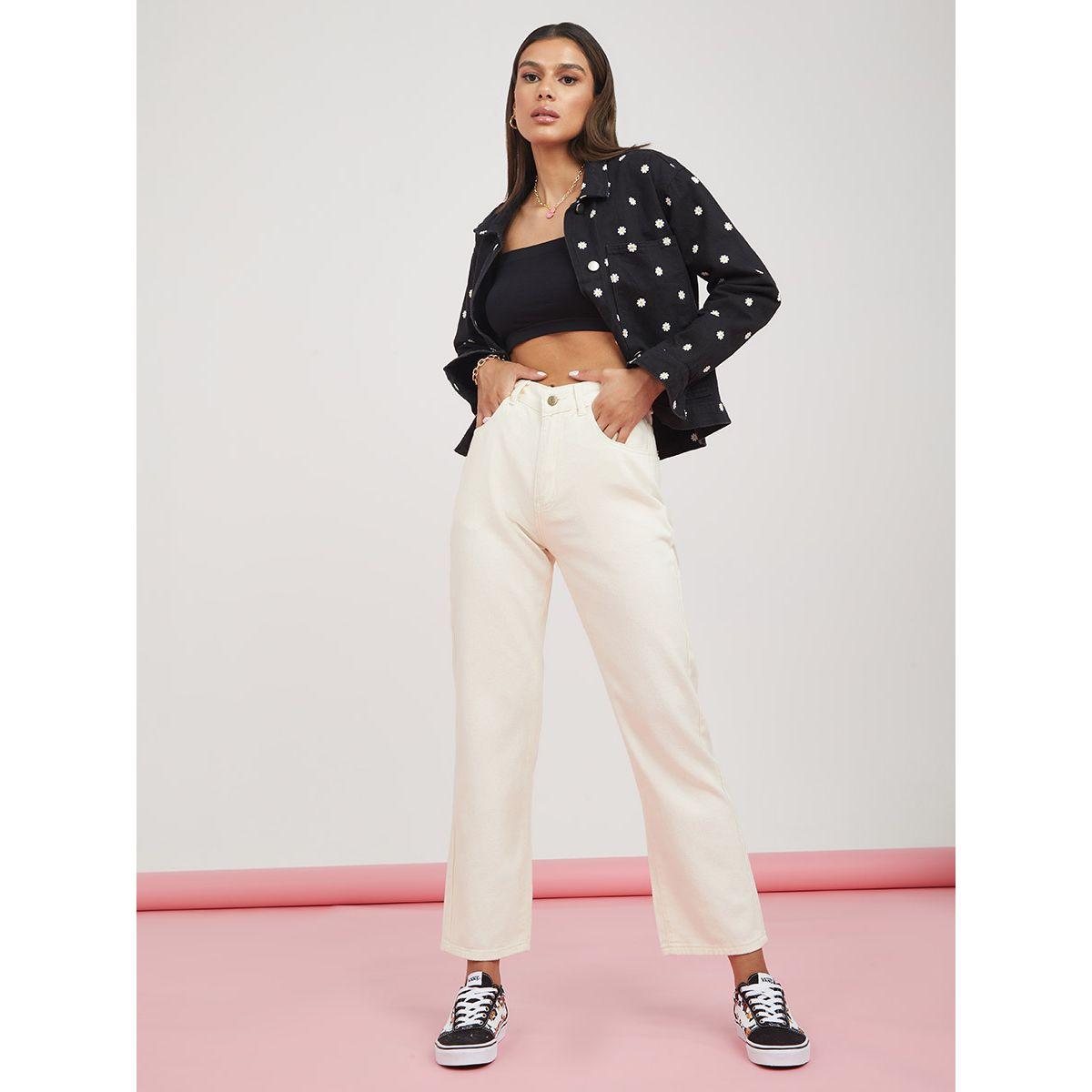 جينز بقصة مستقيمة مع جيوب من ستايلي-women-clothing-bottoms-jeans-image-1