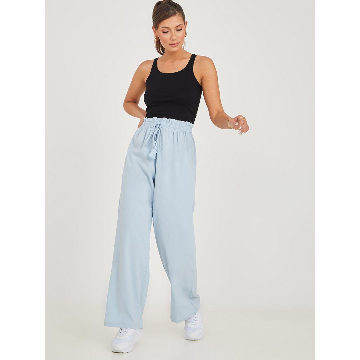 Styli Elasticated Drawstring Waist Wide Leg Trouser-women-clothing-bottoms-trousers-image-2