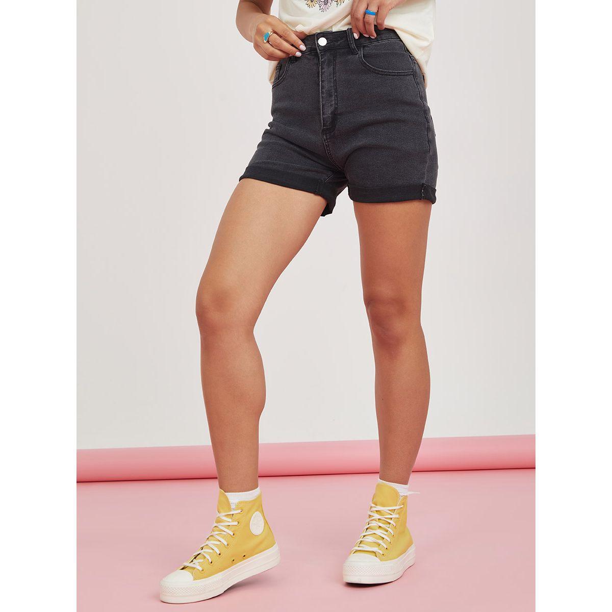 Styli Turn Up Hem Denim Shorts-women-clothing-bottoms-shorts-image-1