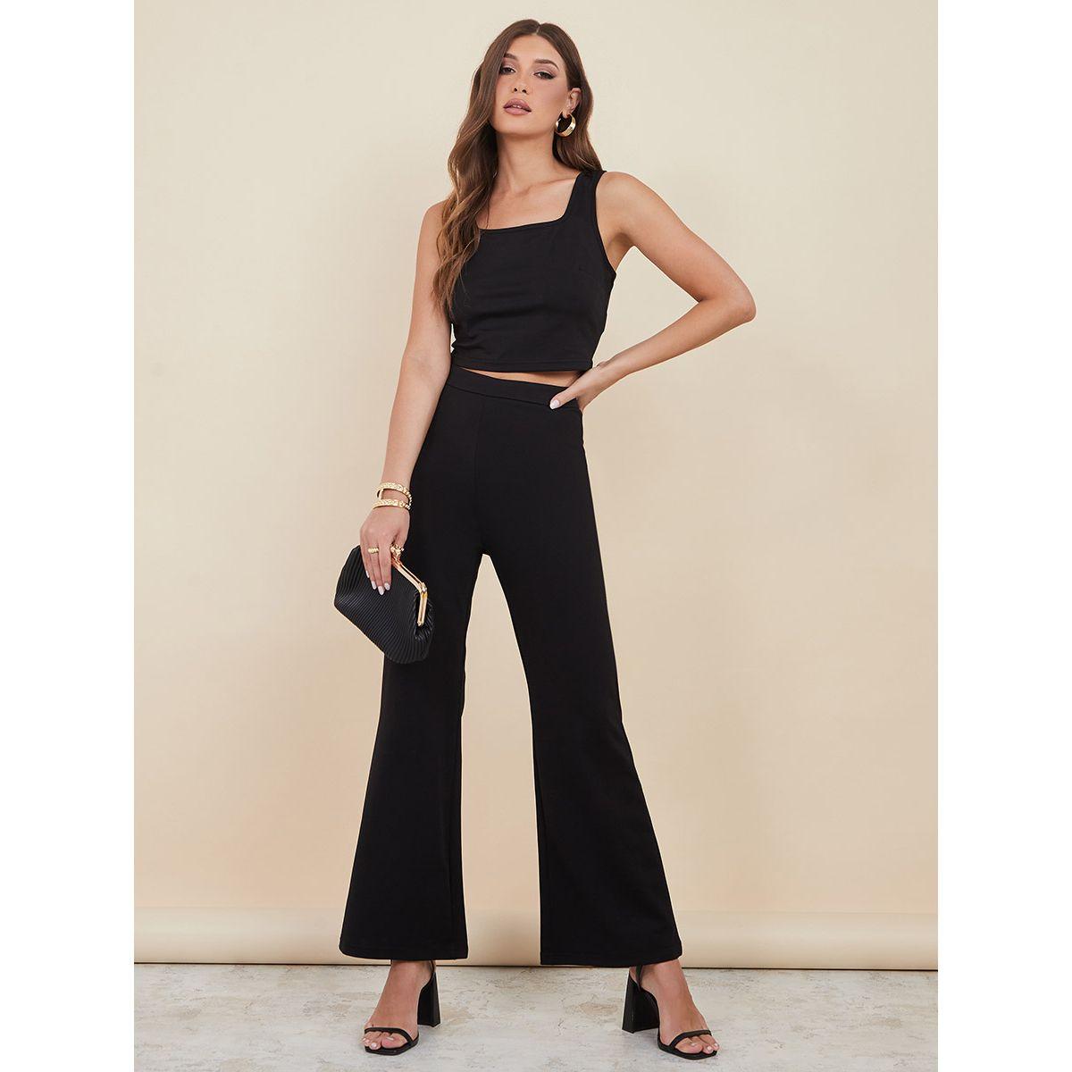 طقم منسق من ( بنطال + بلوزة قصيرة ) من ستايلي-women-clothing-coordsets-image-1