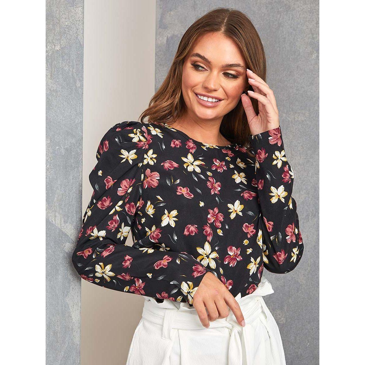 بلوزة كاجوال مطبعة بزهور من ستايلي-women-clothing-shirtsandblouses-blouses-image-1
