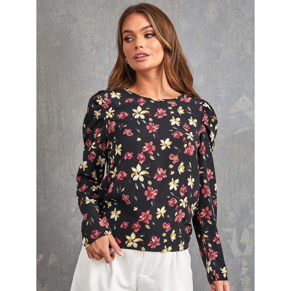 بلوزة كاجوال مطبعة بزهور من ستايلي-women-clothing-shirtsandblouses-blouses-image-3