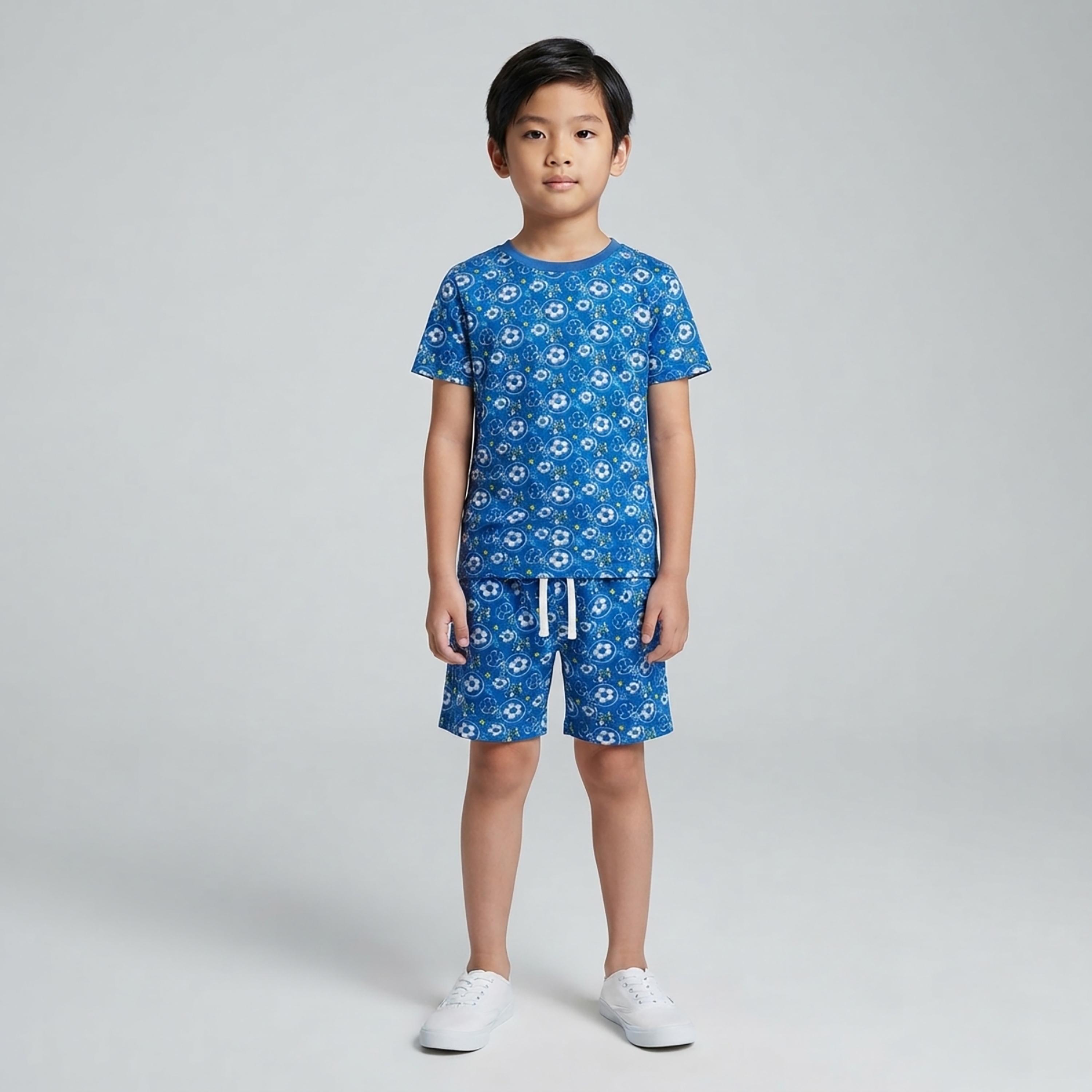 Babyqlo Soccer Print Short Sleeves T-Shirt & Shorts Co-ord Set-boys-clothing-setsandcoords-image-1