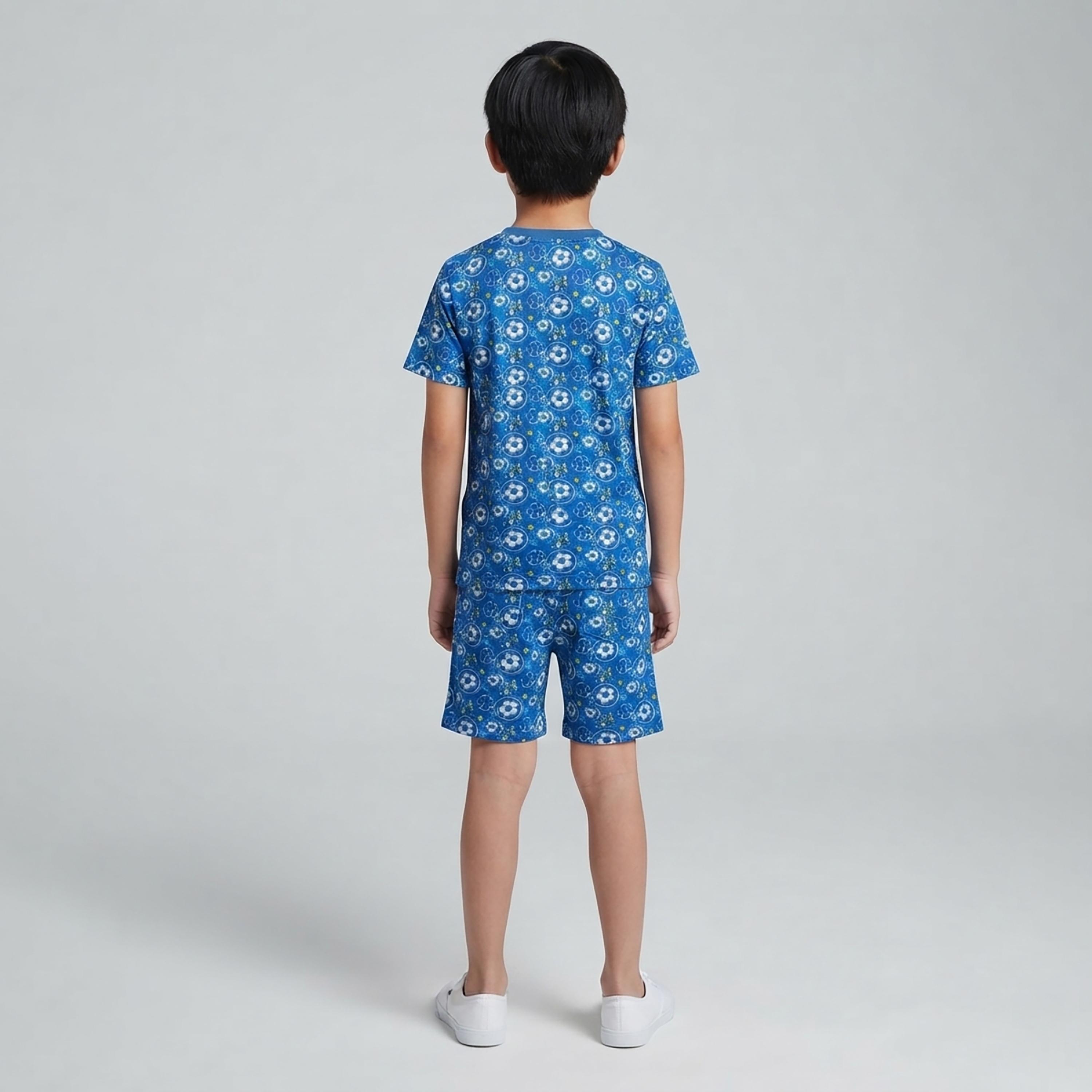 Babyqlo Soccer Print Short Sleeves T-Shirt & Shorts Co-ord Set-boys-clothing-setsandcoords-image-2