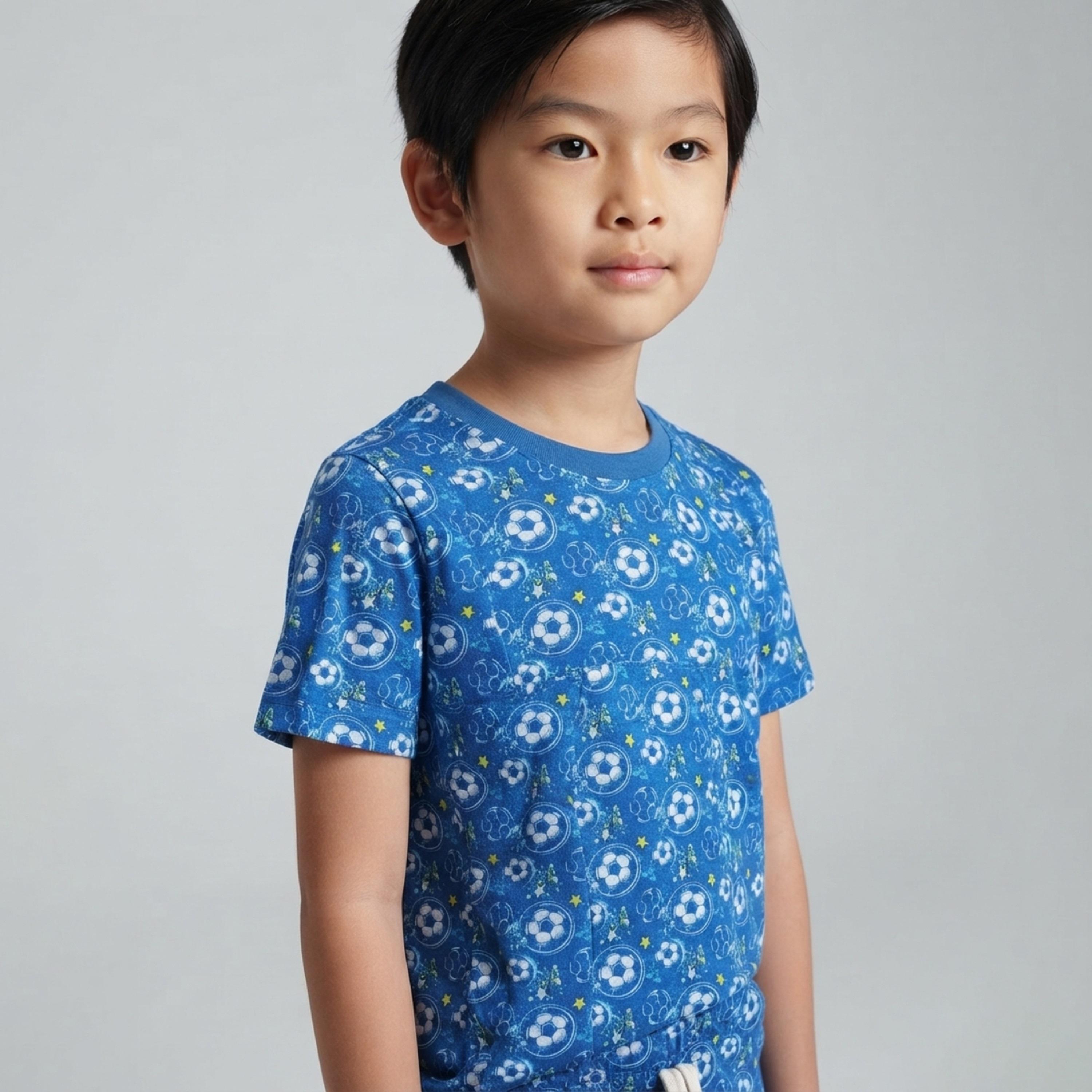 Babyqlo Soccer Print Short Sleeves T-Shirt & Shorts Co-ord Set-boys-clothing-setsandcoords-image-5
