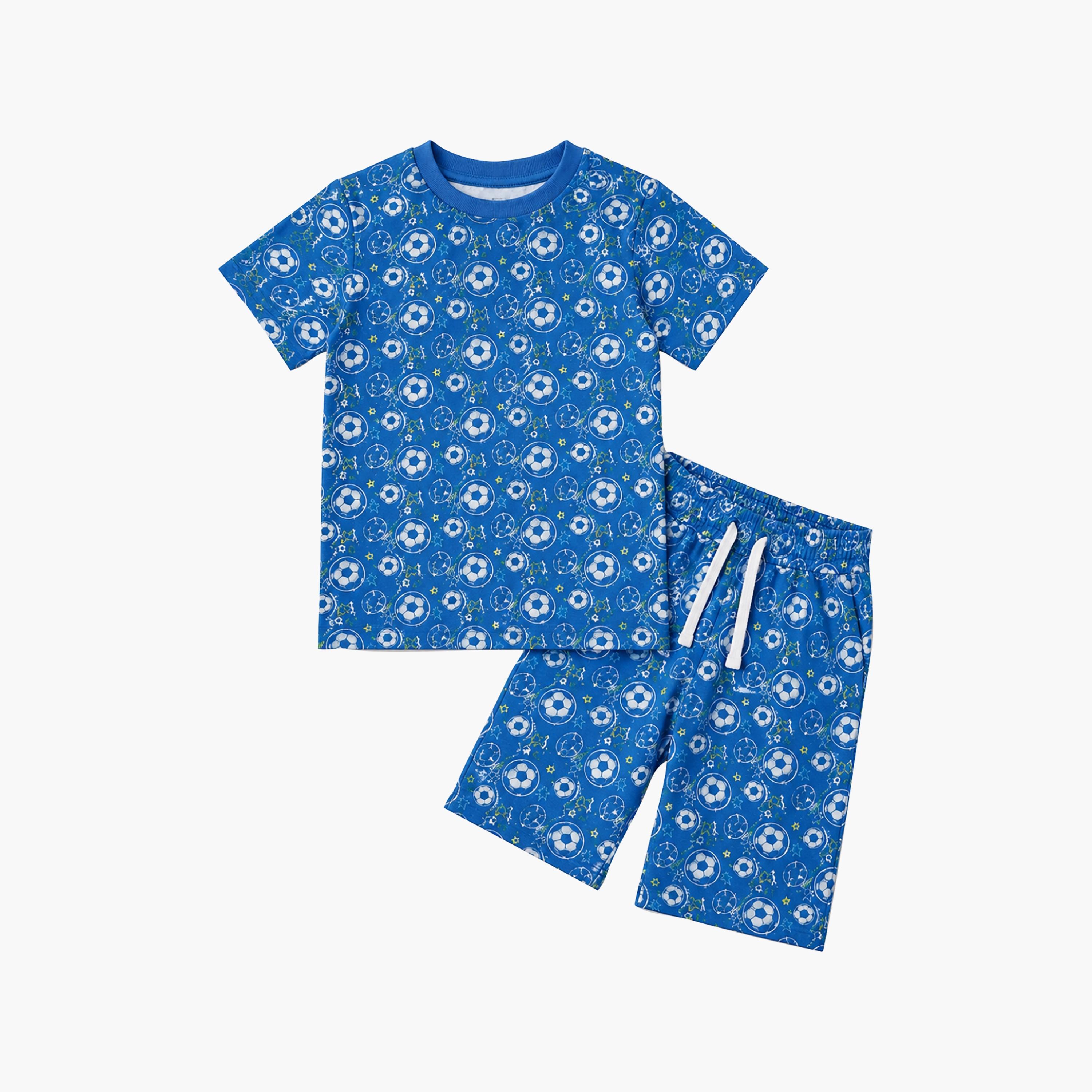 Babyqlo Soccer Print Short Sleeves T-Shirt & Shorts Co-ord Set-boys-clothing-setsandcoords-image-6