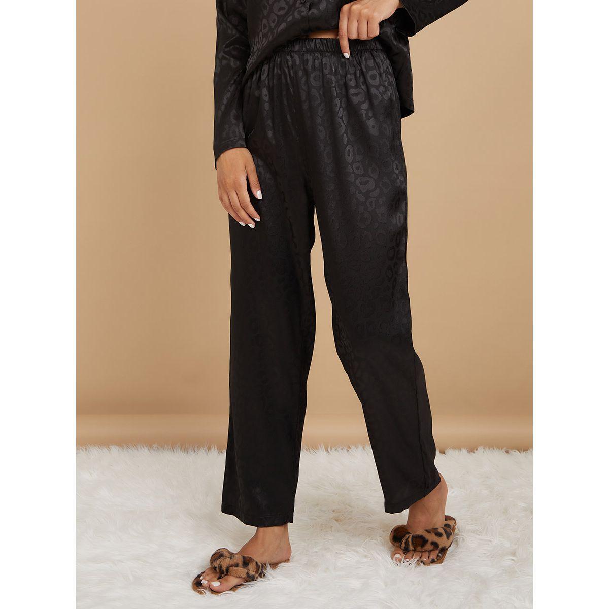 Styli Satin Animal Jacquard Button Through Shirt and Pyjama Set-women-clothing-nightwear-pyjamas-longsets-image-4