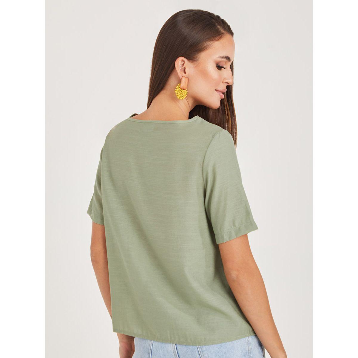 Styli Asymmetric Button Front Detail V Neck Blouse-women-clothing-shirtsandblouses-blouses-image-4