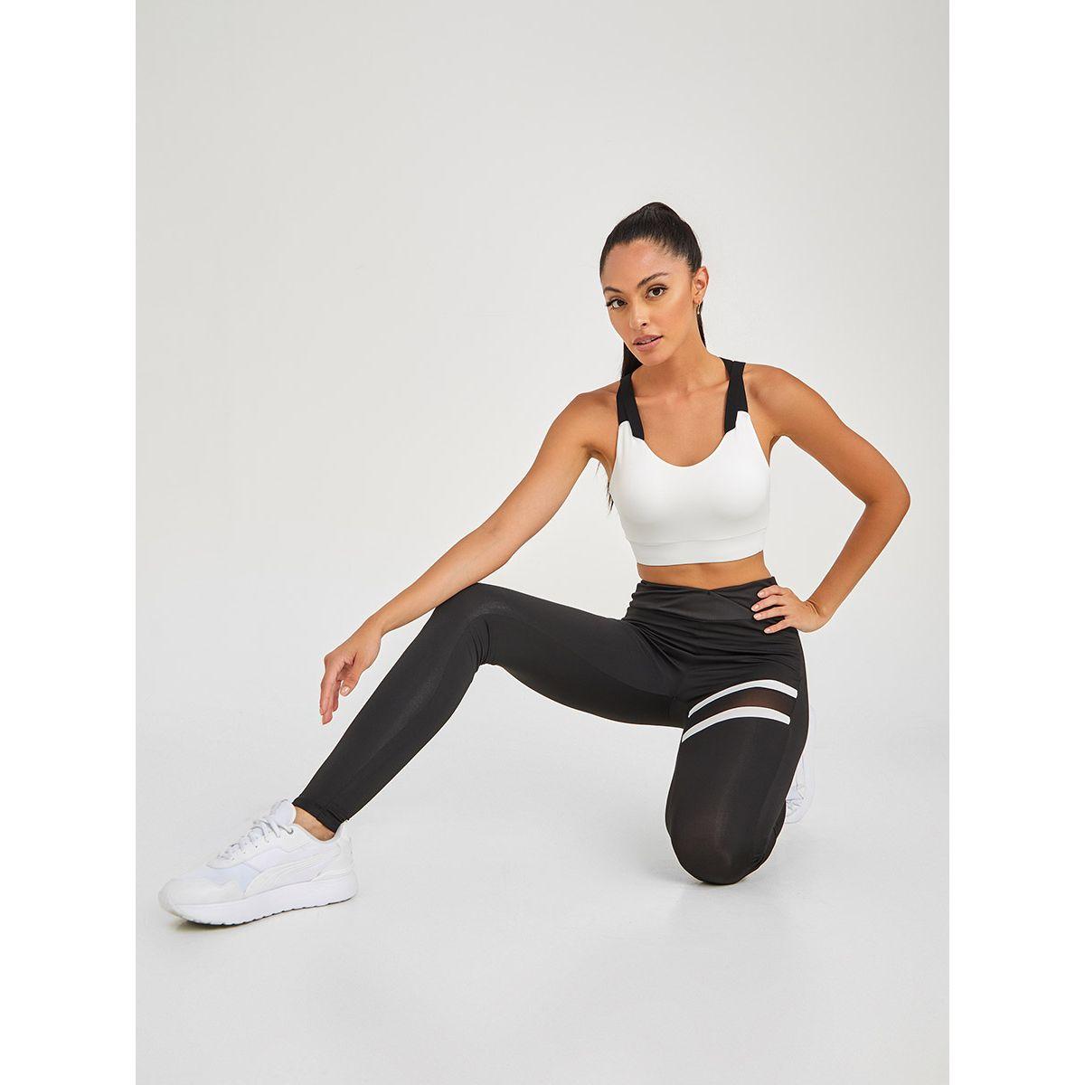 Styli Active Wrap Over Waistband Detail & Contrast Mesh Panel Insert Active Leggings-women-clothing-sportswearandactivewear-bottoms-image-2