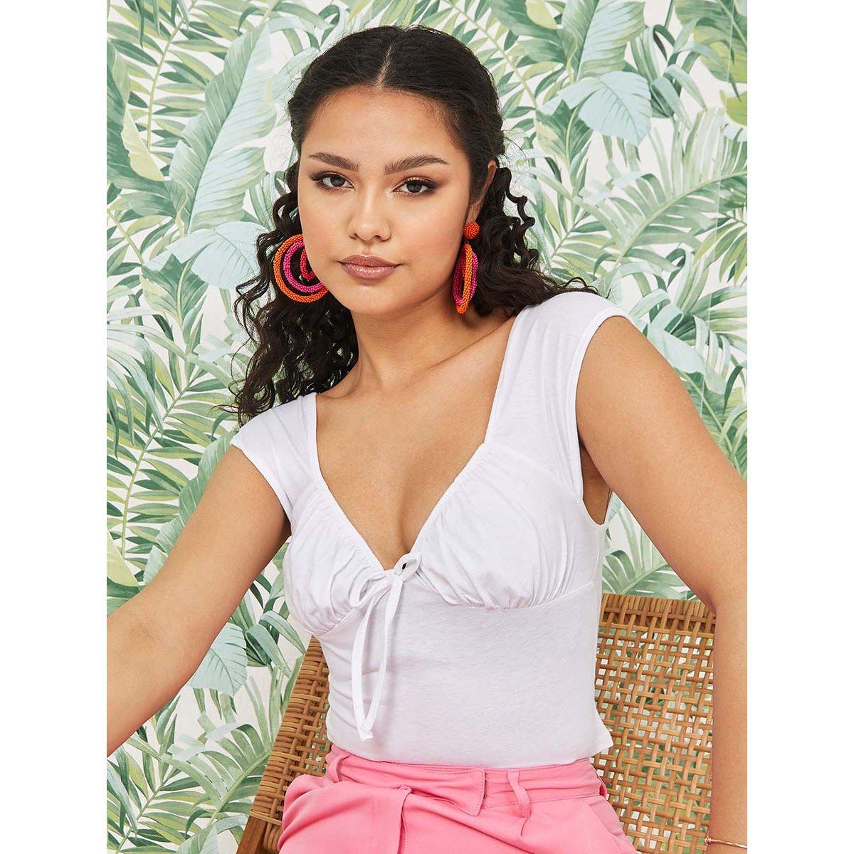 بلوزة قصيرة بياقة قلب-women-clothing-tshirts-image-1