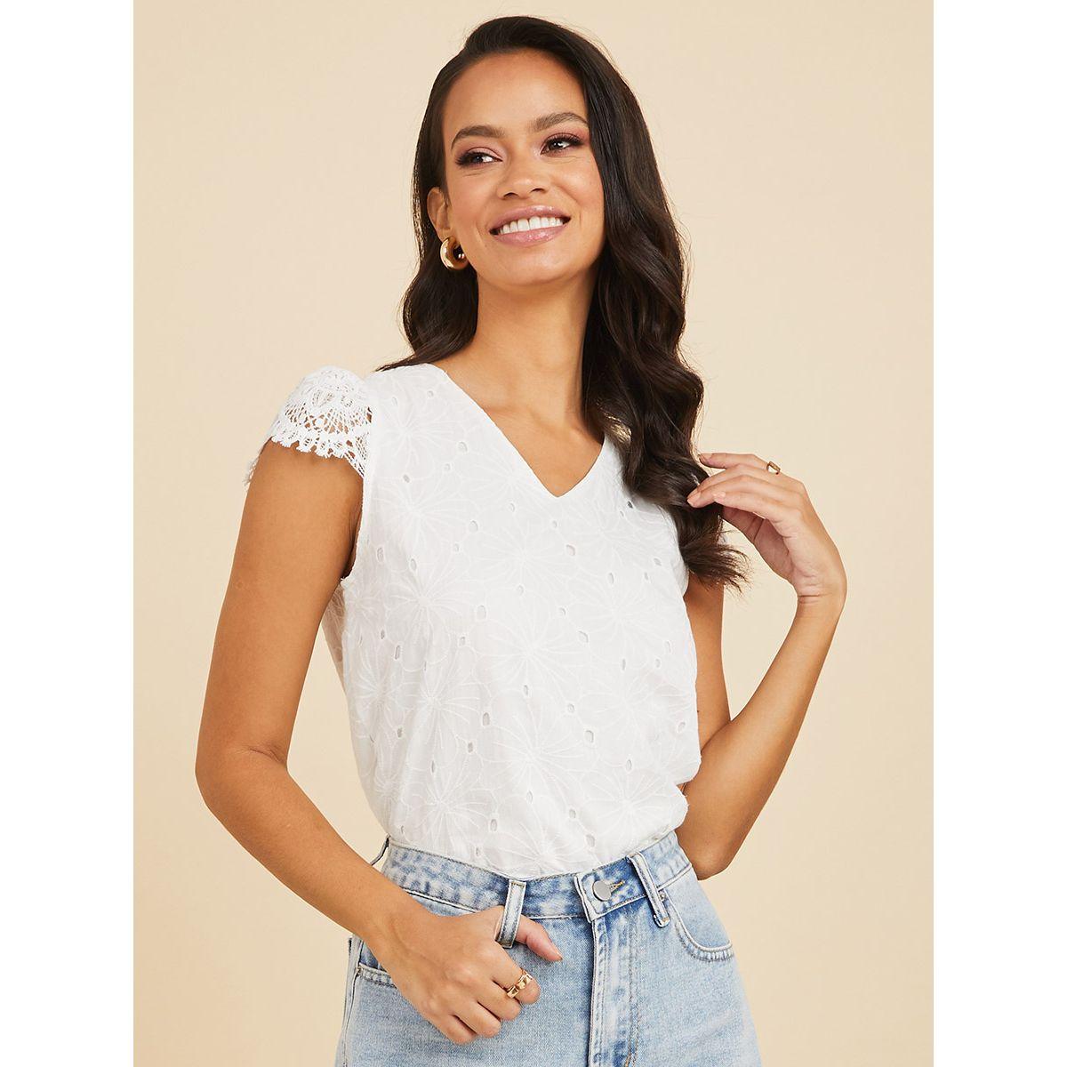 بلوزة كاجوال باكمام كاب-women-clothing-shirtsandblouses-blouses-image-1