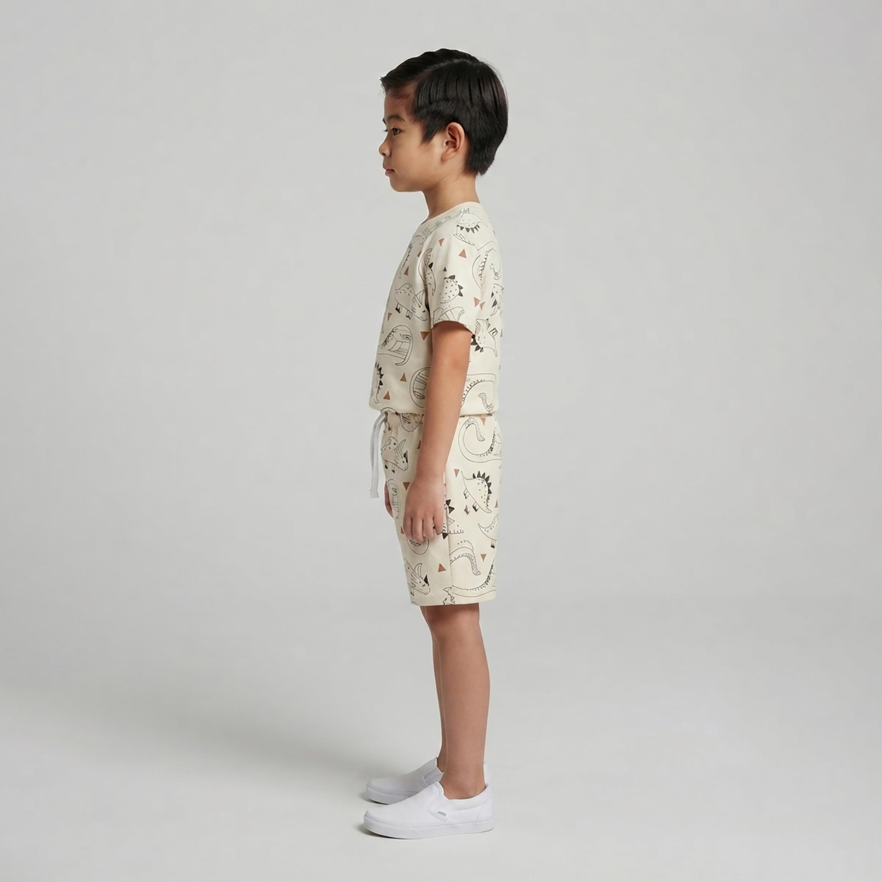 Babyqlo Dinosaur Print Short Sleeves T-Shirt & Shorts Co-ord Set-boys-clothing-setsandcoords-image-3