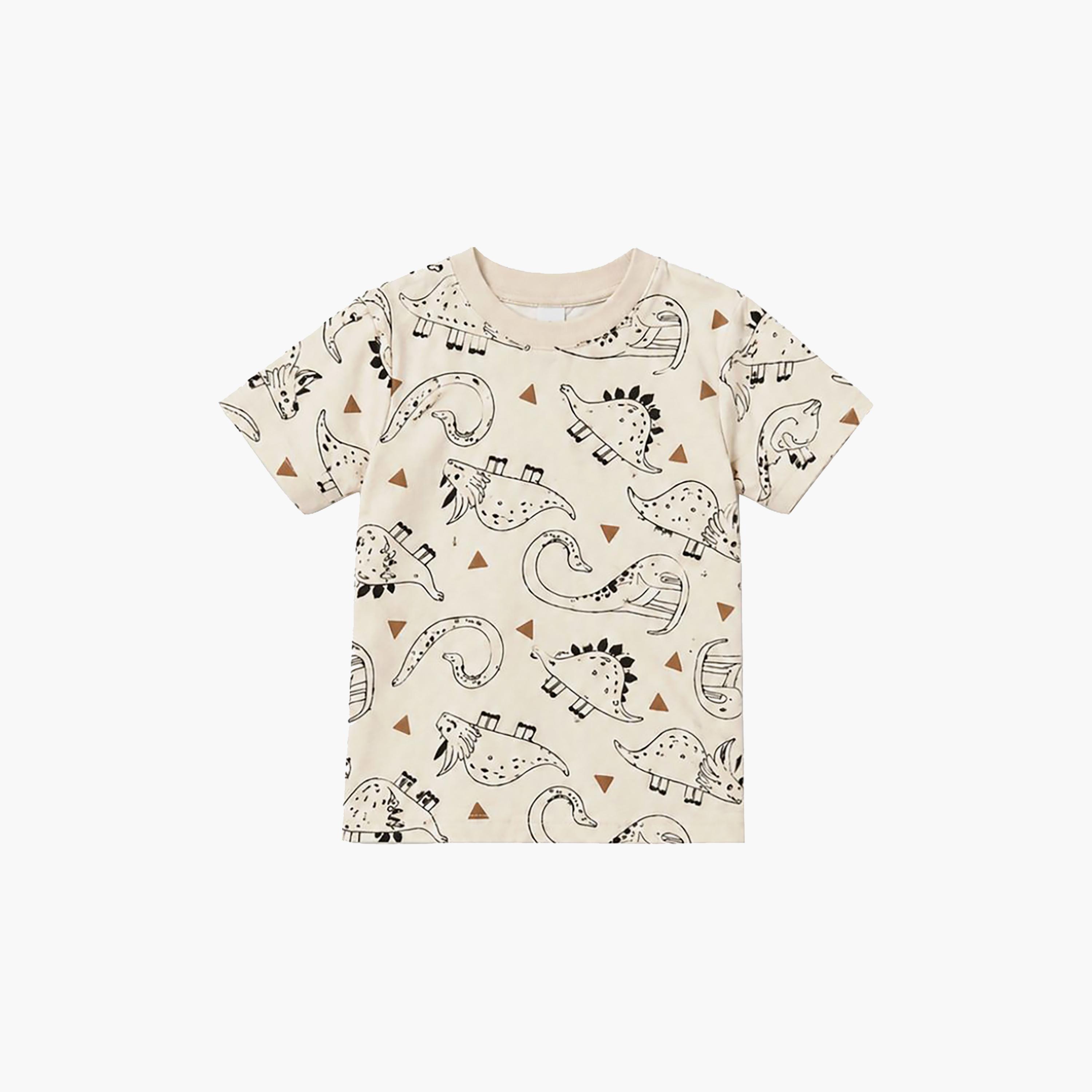 Babyqlo Dinosaur Print Short Sleeves T-Shirt & Shorts Co-ord Set-boys-clothing-setsandcoords-image-7