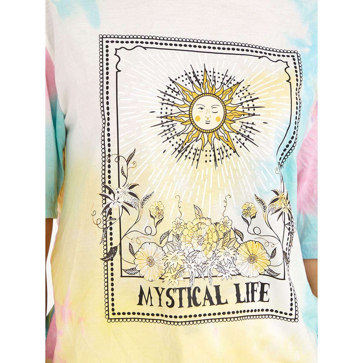 Styli Short Sleeves Tarot Card Graphic Tie Dye Oversized Longline T-shirt-women-clothing-tshirts-image-4