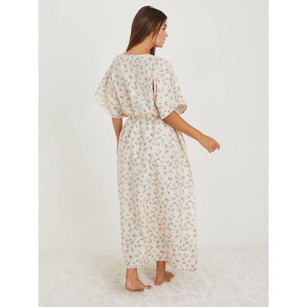 قميص نوم  طويل مطبع بزهور-women-clothing-nightwear-nighties-image-4
