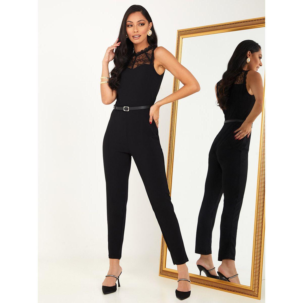 Styli Lace Insert Skinny Jumpsuit with Belt-women-clothing-jumpsuits-image-1