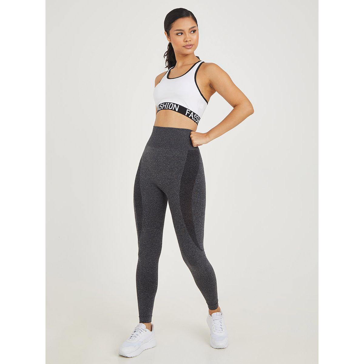 Styli Active Melange Contour Back & Stitch Detail Active Leggings-women-clothing-sportswearandactivewear-bottoms-image-1