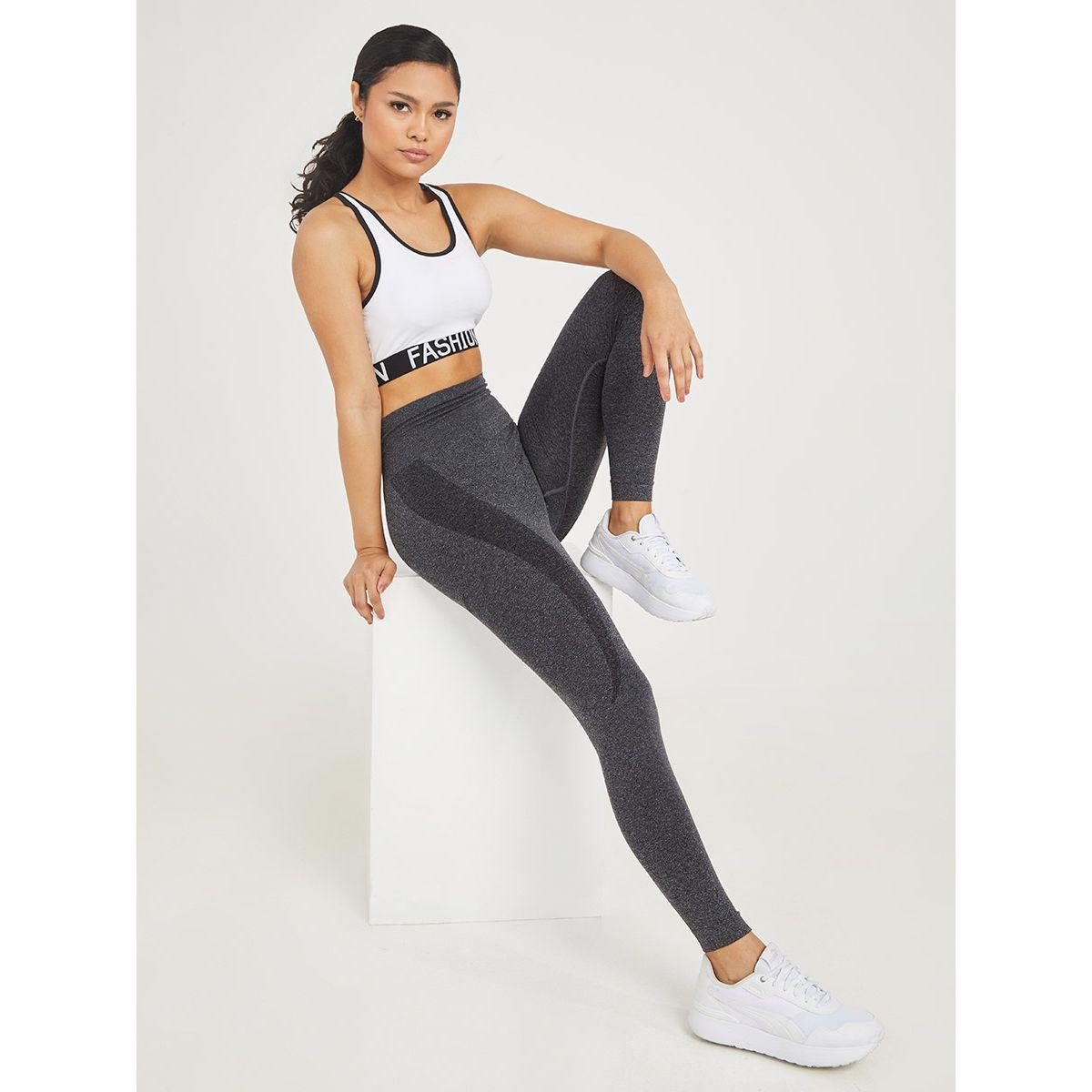 Styli Active Melange Contour Back & Stitch Detail Active Leggings-women-clothing-sportswearandactivewear-bottoms-image-2