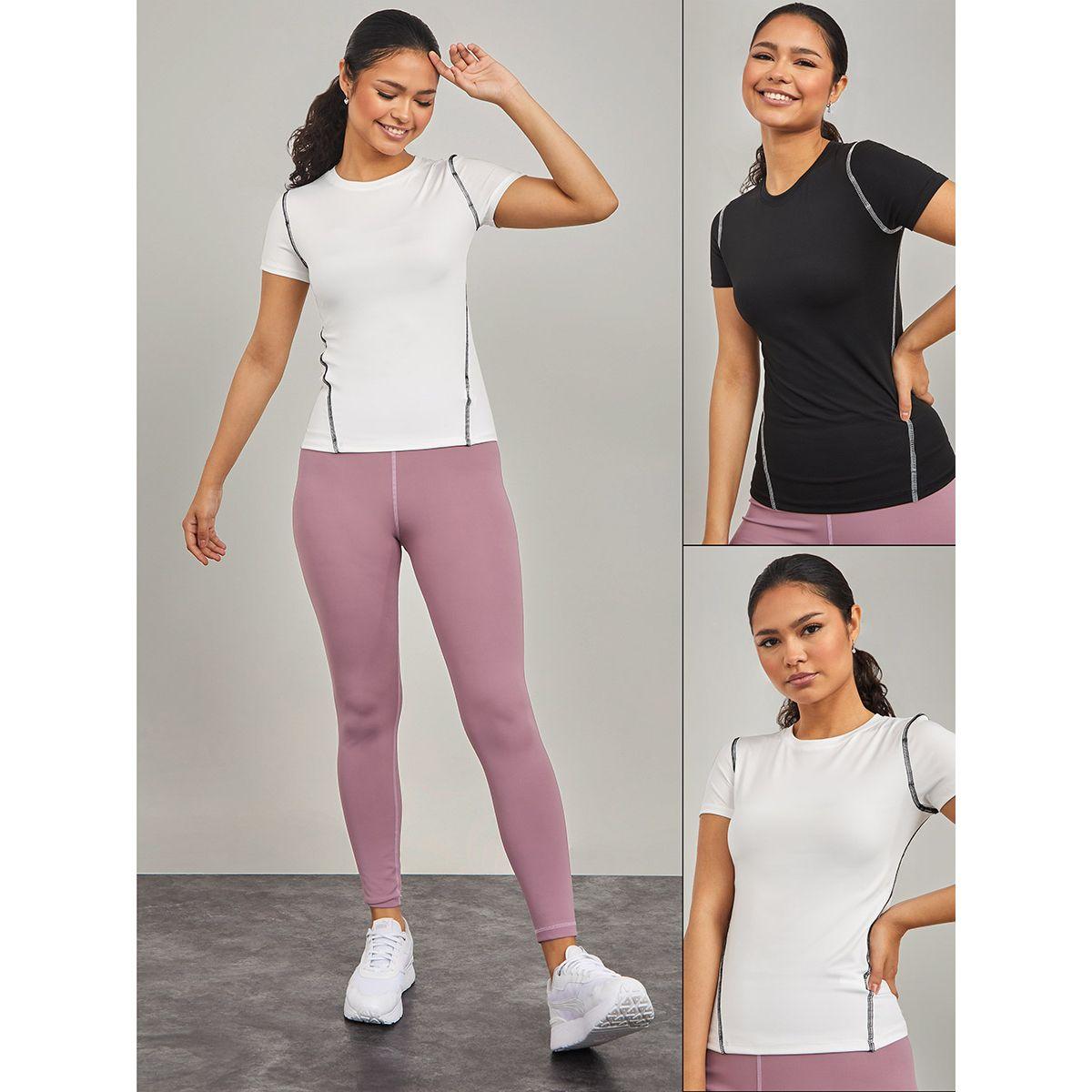 Styli Active Pack of 2 - Contrast Stitch Detail Active T-shirt-women-clothing-sportswearandactivewear-tshirtsandvests-image-1