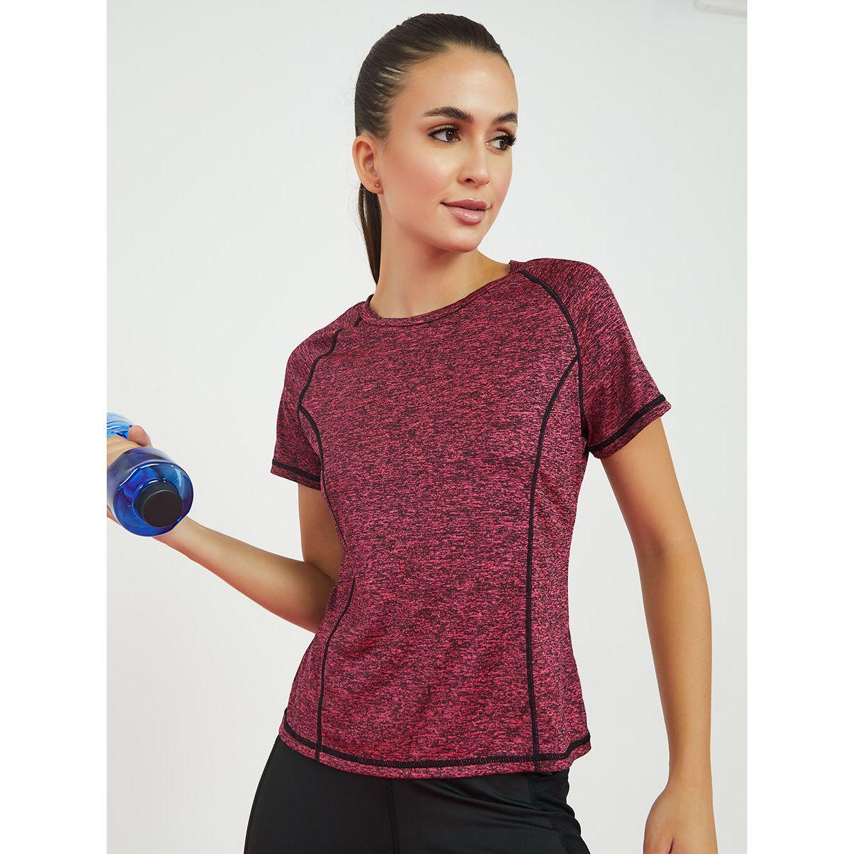 Styli Active Melange Contrast Stitch Mesh Back Insert Active Top-women-clothing-sportswearandactivewear-tshirtsandvests-image-1