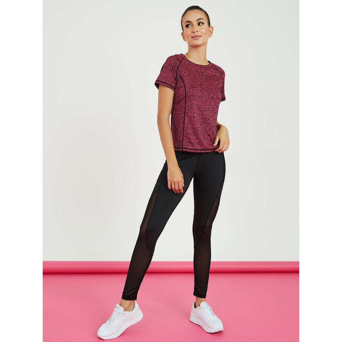 Styli Active Melange Contrast Stitch Mesh Back Insert Active Top-women-clothing-sportswearandactivewear-tshirtsandvests-image-2