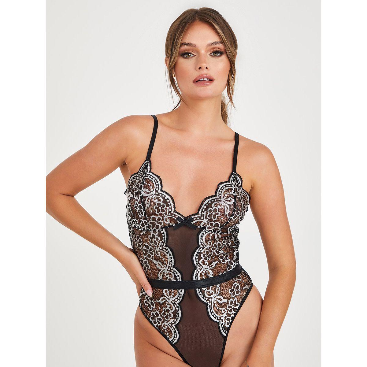 Styli Two Tone Lace Waistband Bodysuit-women-clothing-lingerie-corsets-image-3