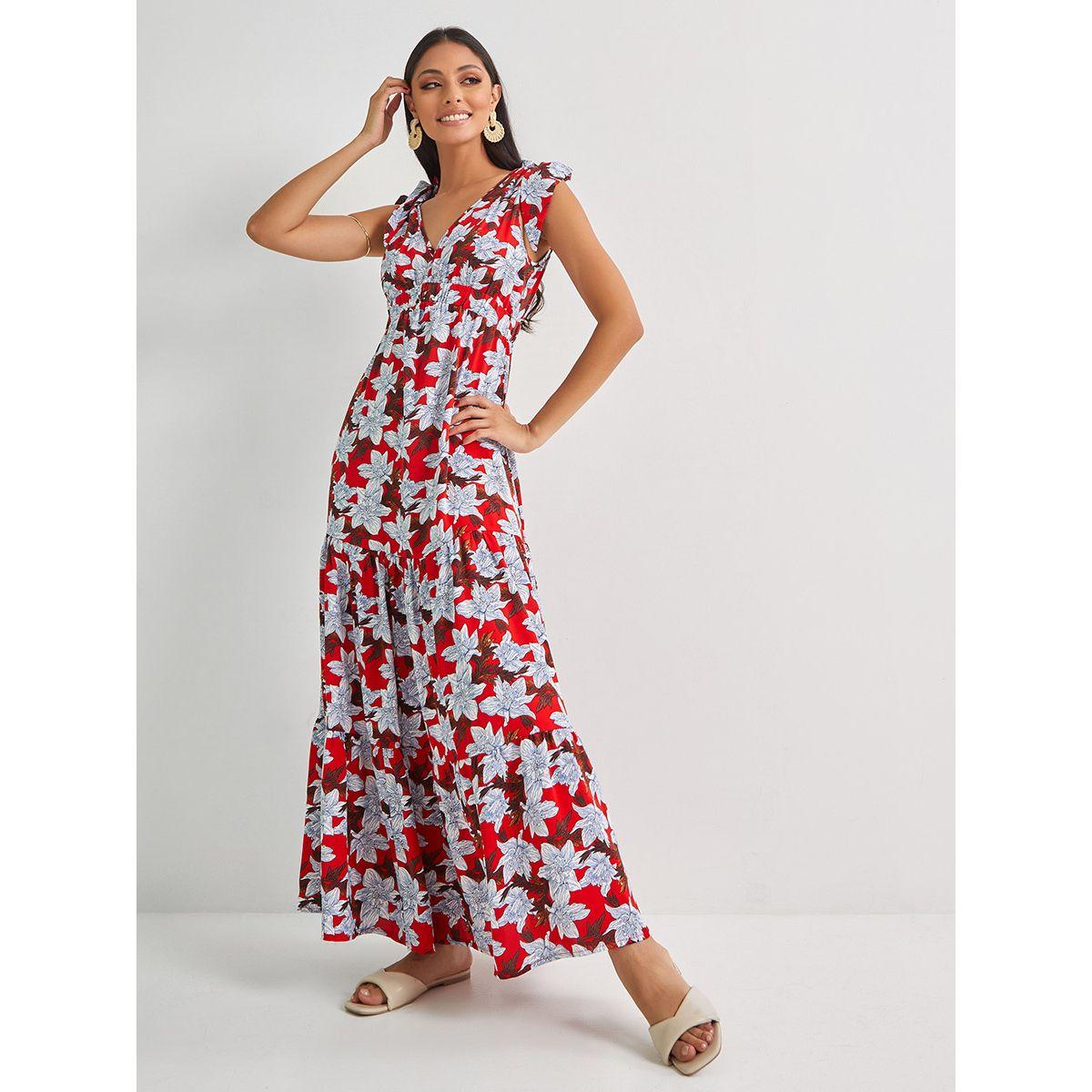 Styli Sleeveless Tropical Print A-Line Maxi Dress-women-clothing-dresses-image-2