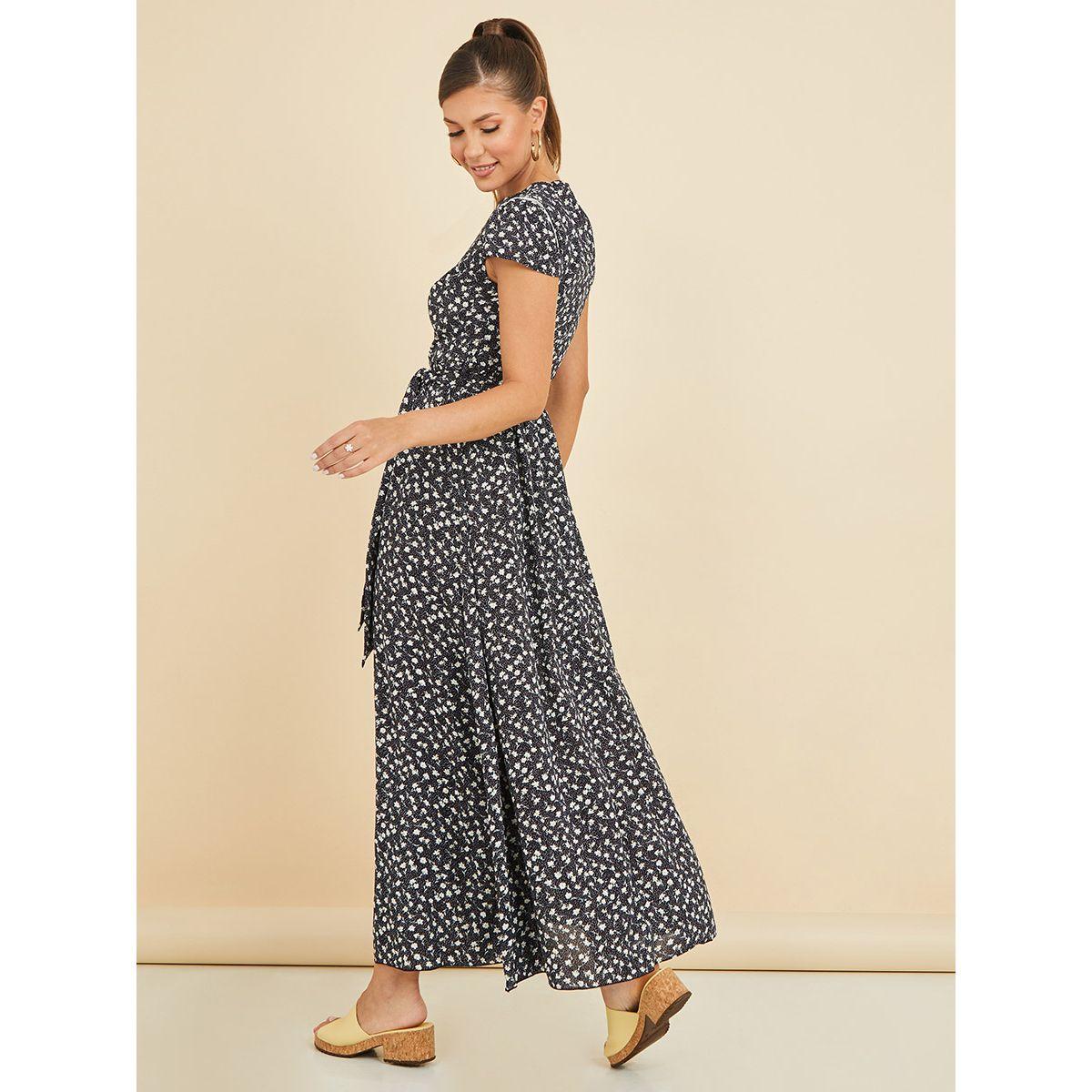Styli Cap Sleeves Ditsy Print A-Line Maxi Dress-women-clothing-dresses-image-4