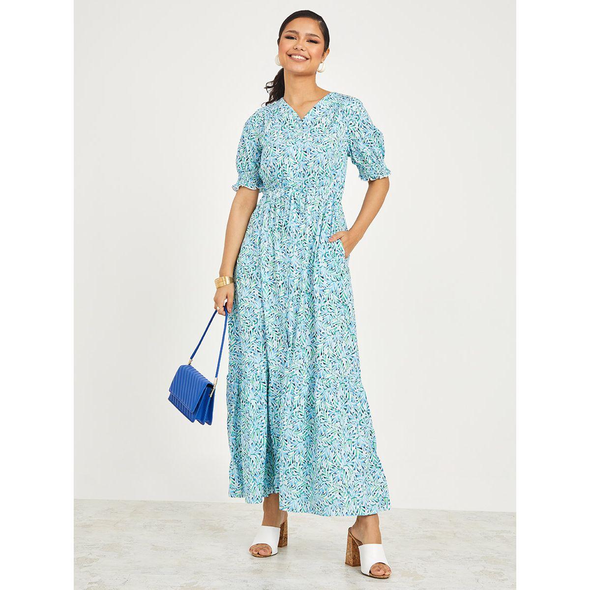 فستان طويل باكمام قصيرة-women-clothing-dresses-image-1