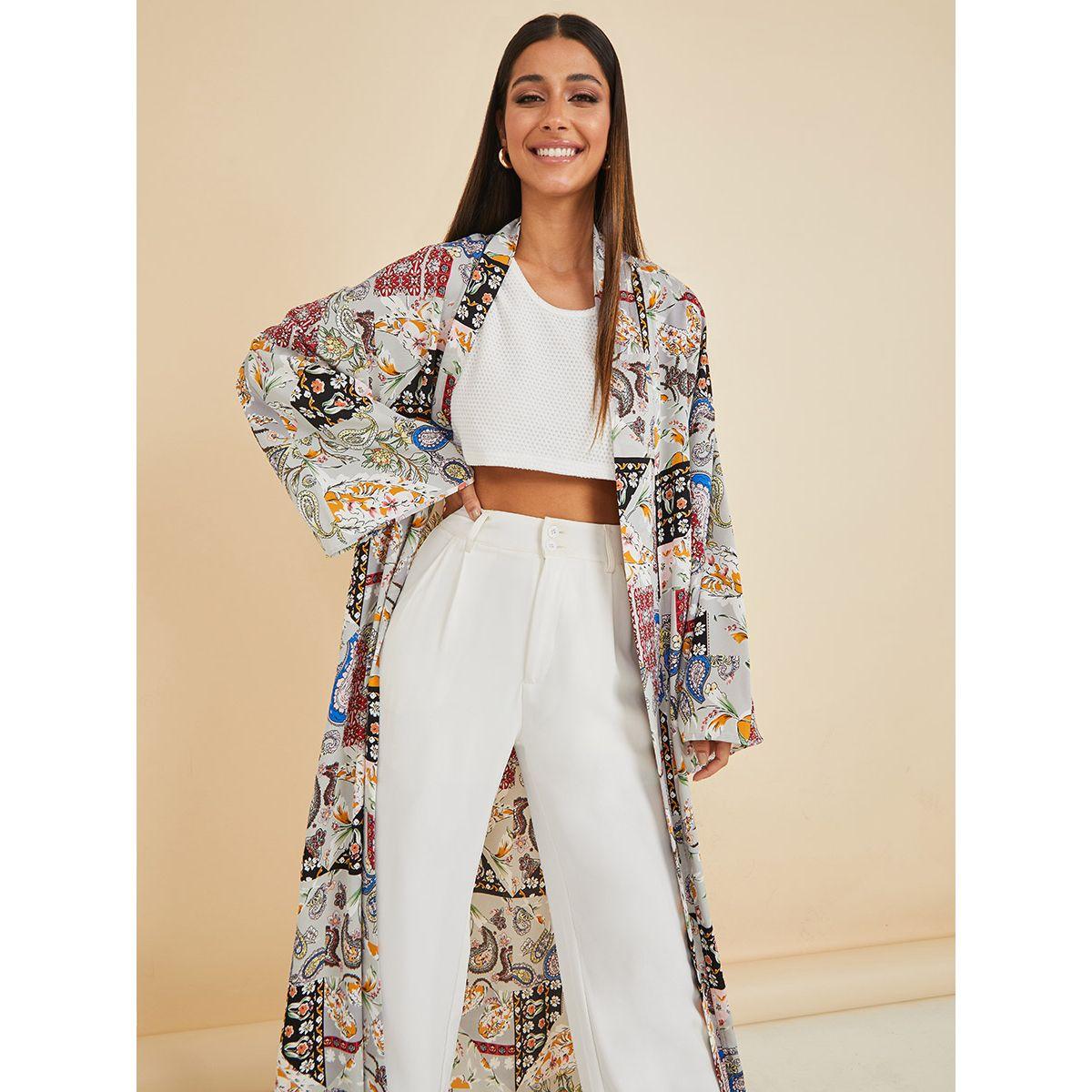 Styli Patchwork Printed Open Front Maxi Kimono-women-clothing-shirtsandblouses-shirts-image-2