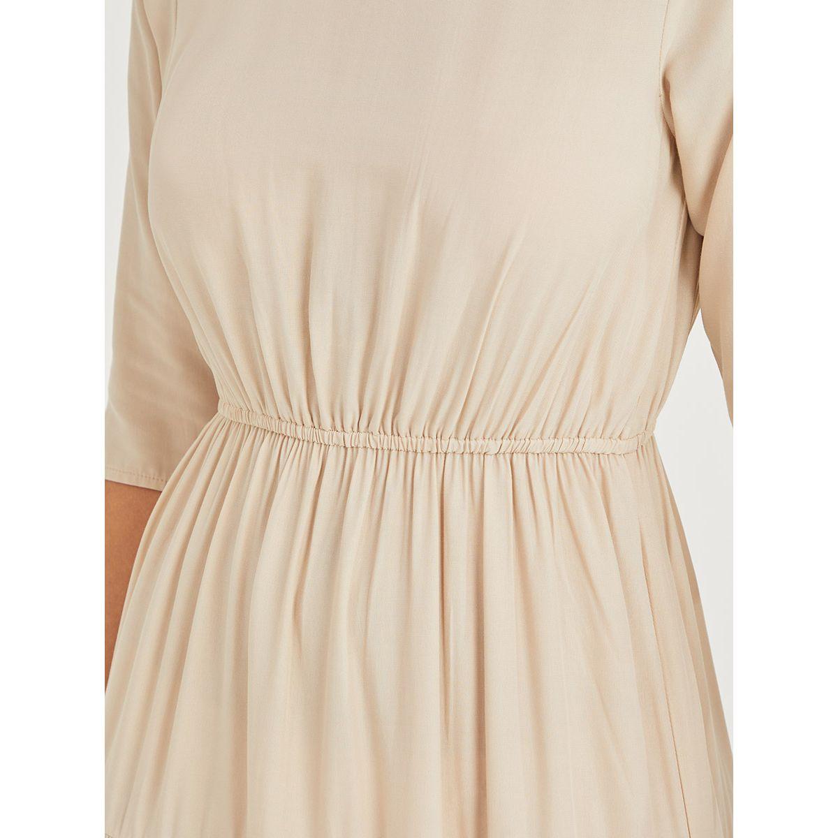 Styli 3/4 Sleeves Solid Knit Tiered Maxi Dress-women-clothing-dresses-image-3
