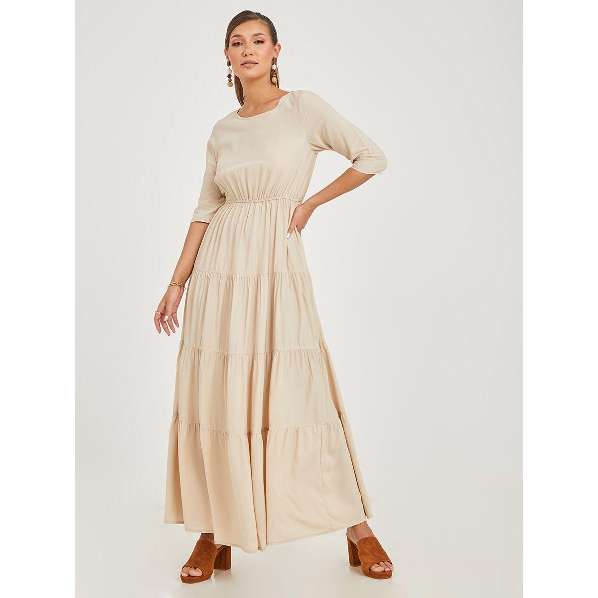 فستان طويل محبوك بكسرات-women-clothing-dresses-image-4