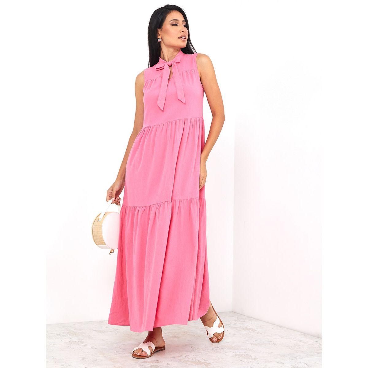Styli Sleeveless Tie-Up Neck Tiered Maxi Dress-women-clothing-dresses-image-5