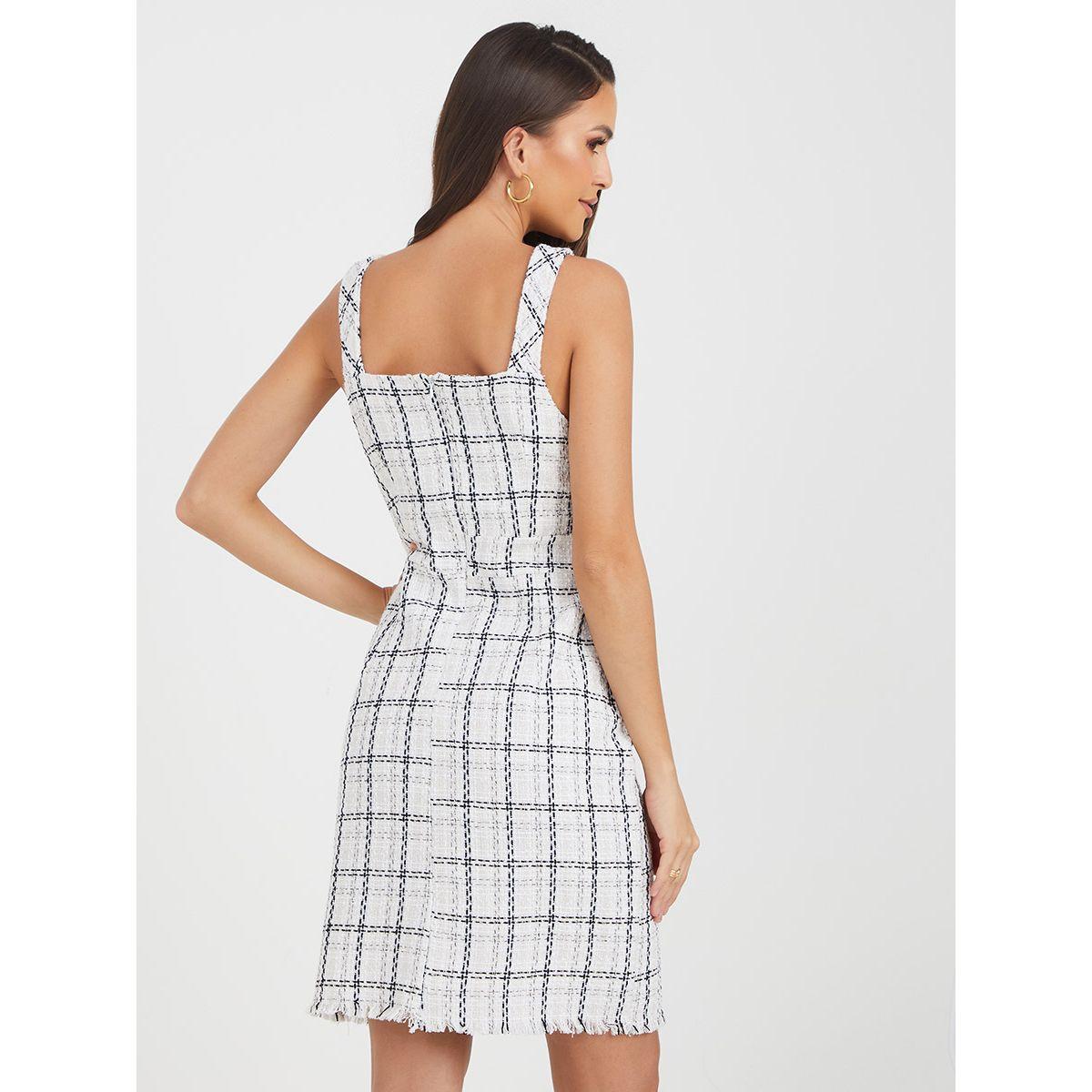 Styli Sleeveless Tweed Bodycon Mini Dress with Patch Pocket-women-clothing-dresses-image-4
