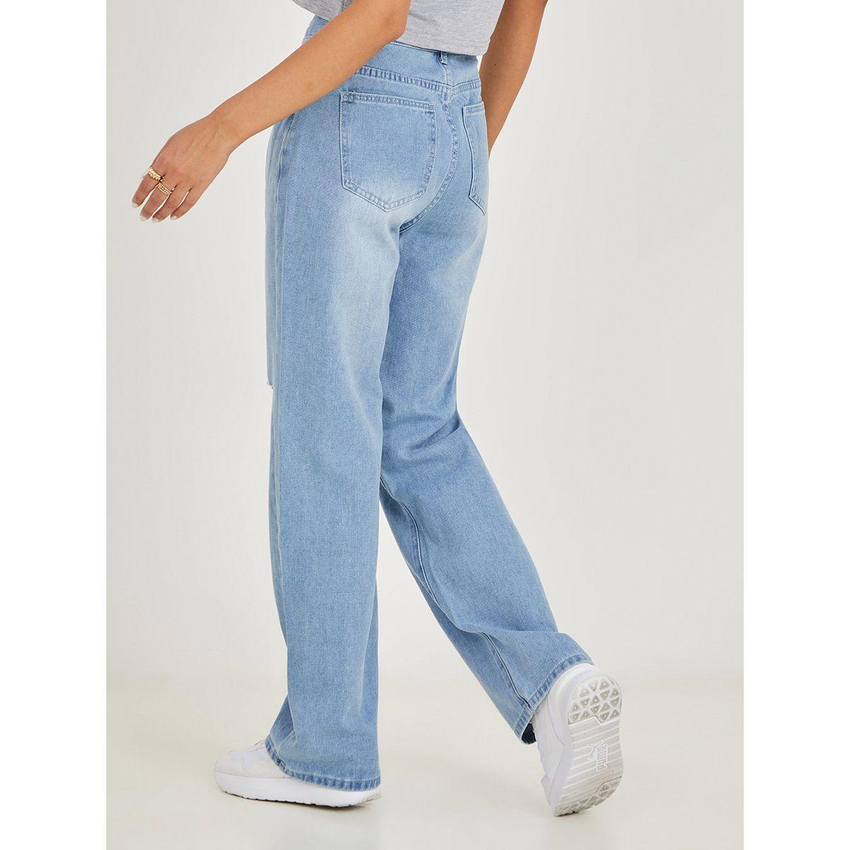 Styli High Waist Light Distress Wide Leg Jeans-women-clothing-bottoms-jeans-image-4