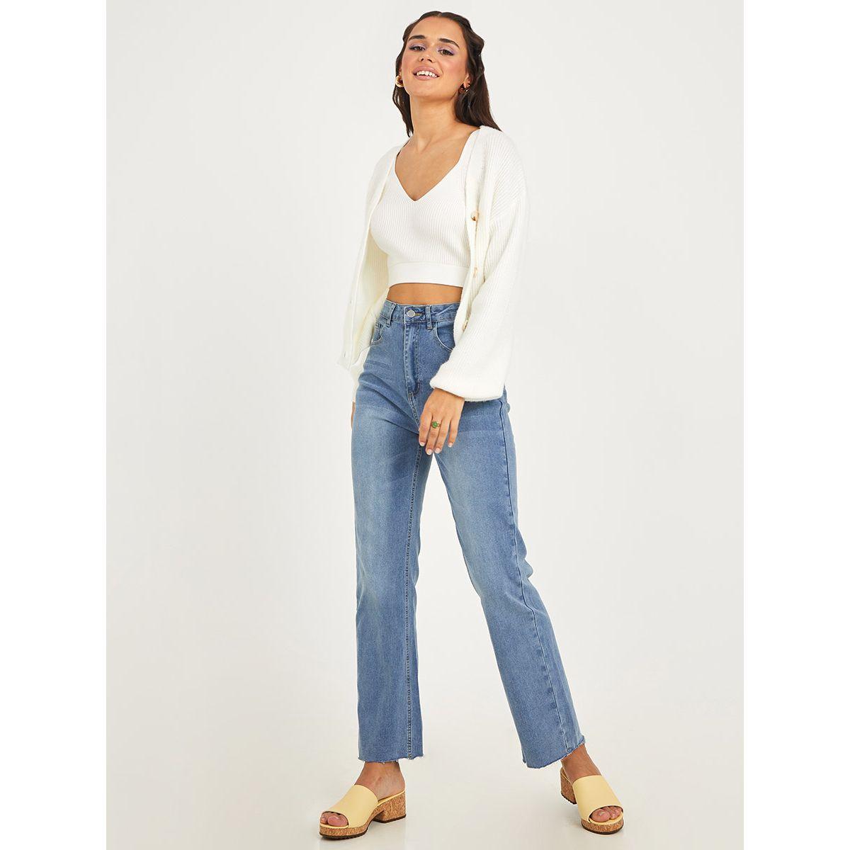 Styli Raw Edge Detail High Rise Flared Jeans-women-clothing-bottoms-jeans-image-1