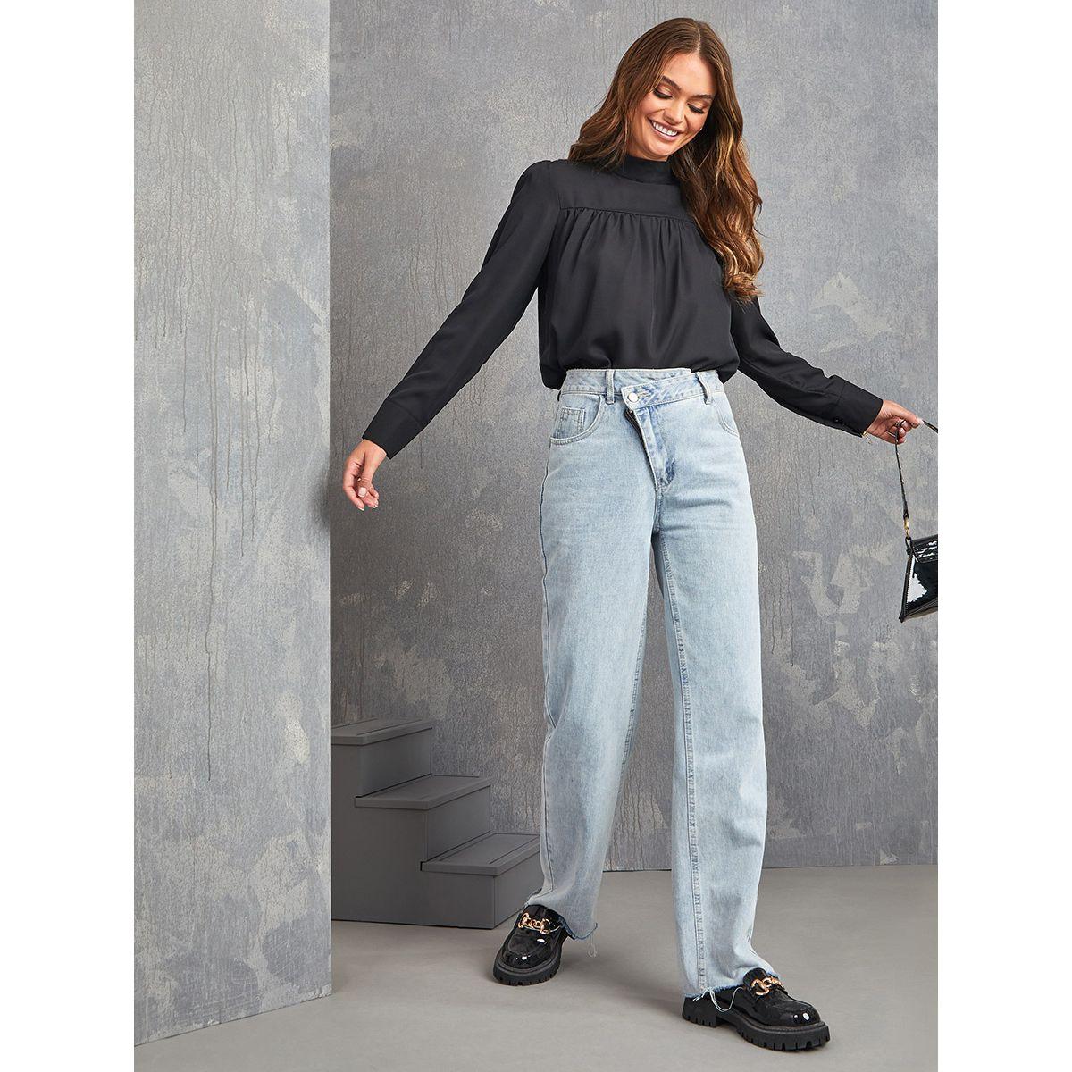 Styli Long Sleeves Pleated Detail Solid Top-women-clothing-shirtsandblouses-blouses-image-2
