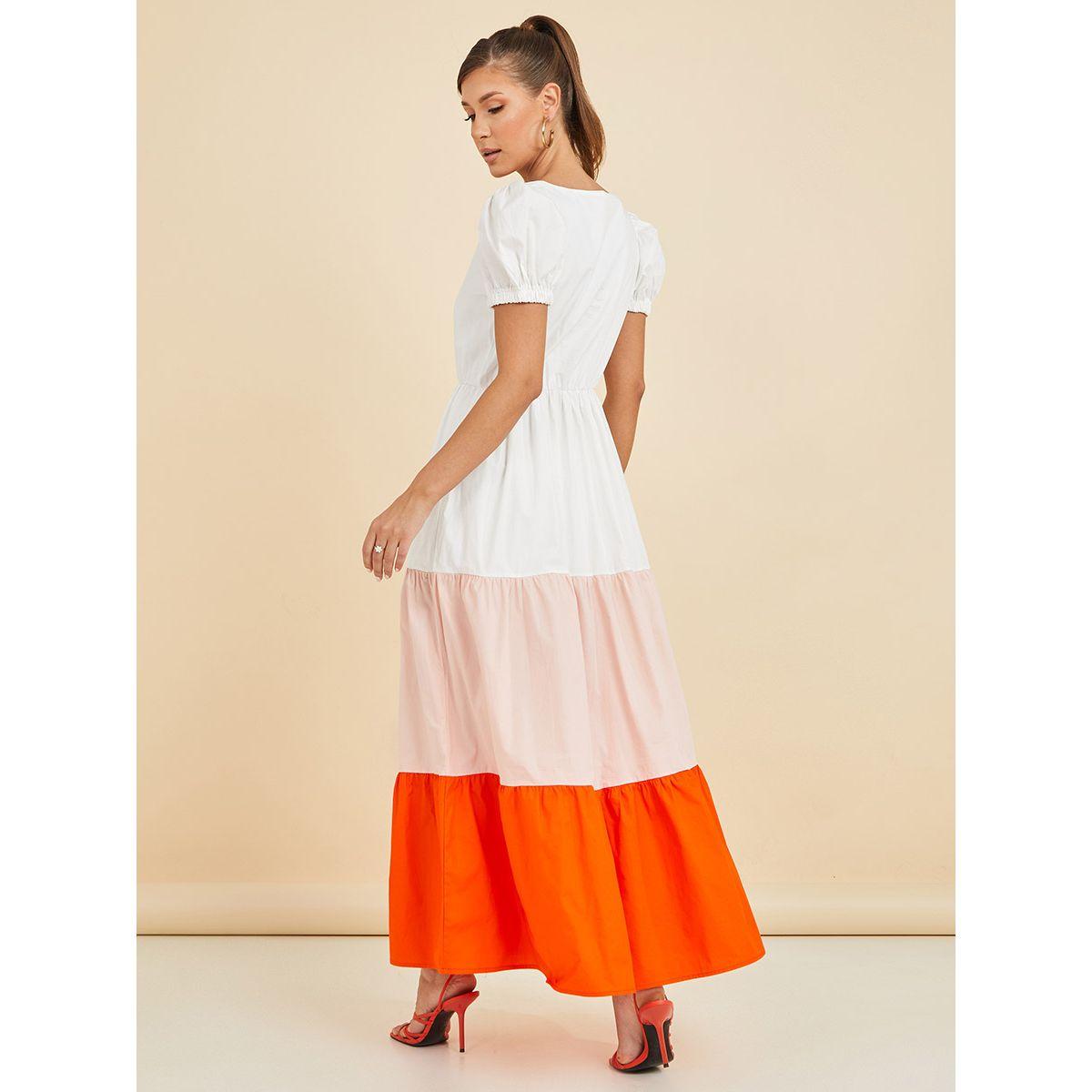 Styli Puff Sleeves Colorblock Tiered Maxi Dress-women-clothing-dresses-image-4