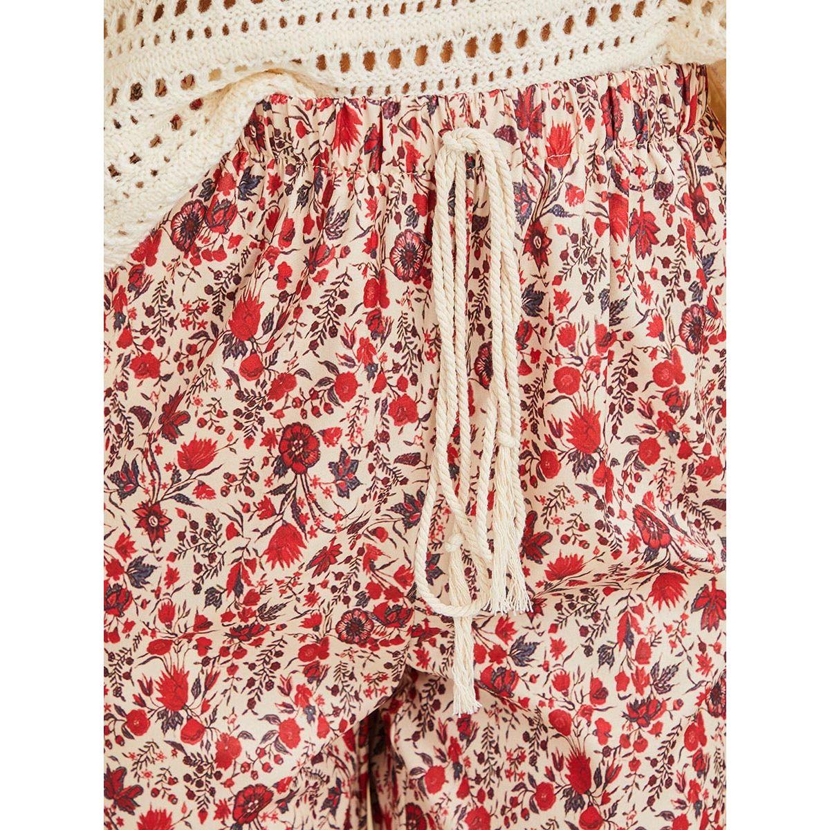 Styli Floral Print Drawstring Waistband Cuffed Pants-women-clothing-bottoms-trousers-image-3