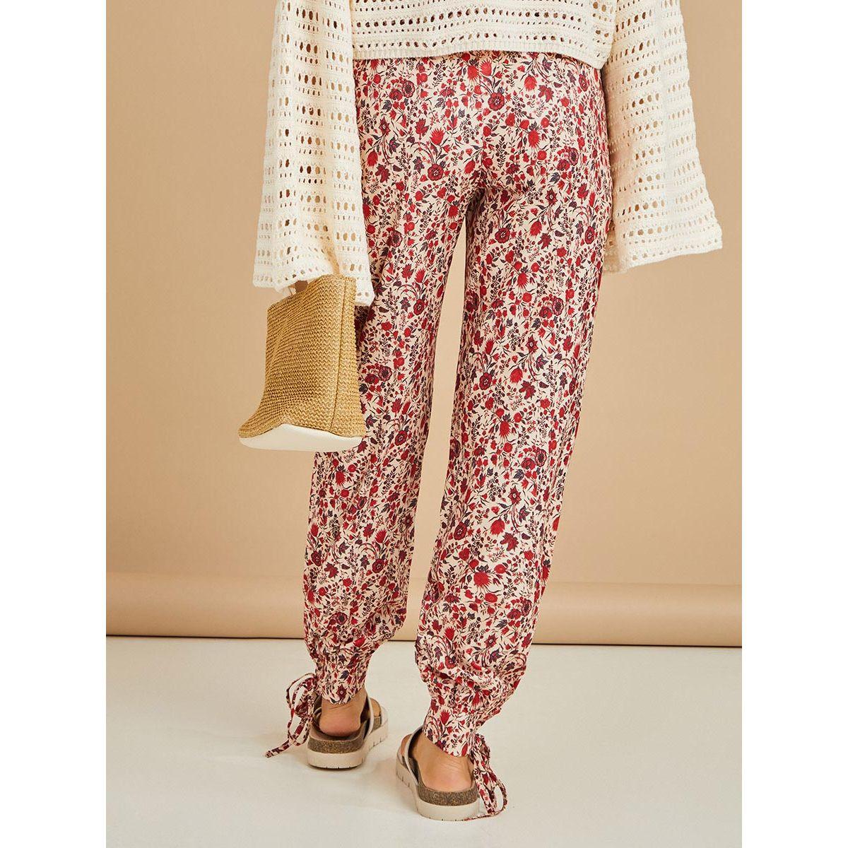Styli Floral Print Drawstring Waistband Cuffed Pants-women-clothing-bottoms-trousers-image-4