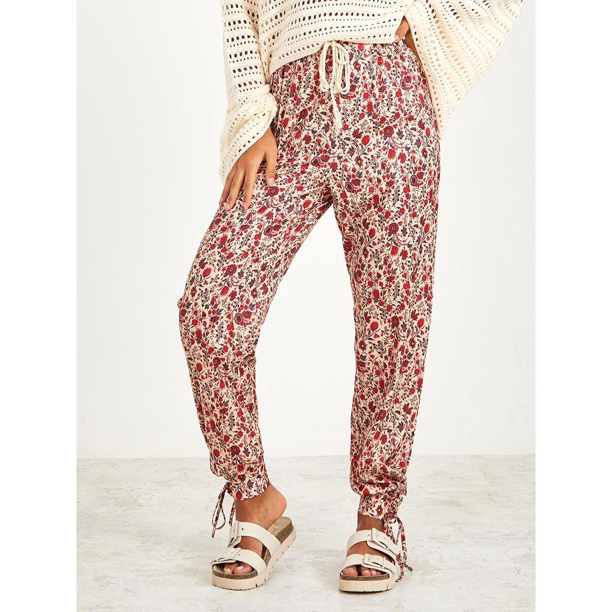 Styli Floral Print Drawstring Waistband Cuffed Pants-women-clothing-bottoms-trousers-image-5