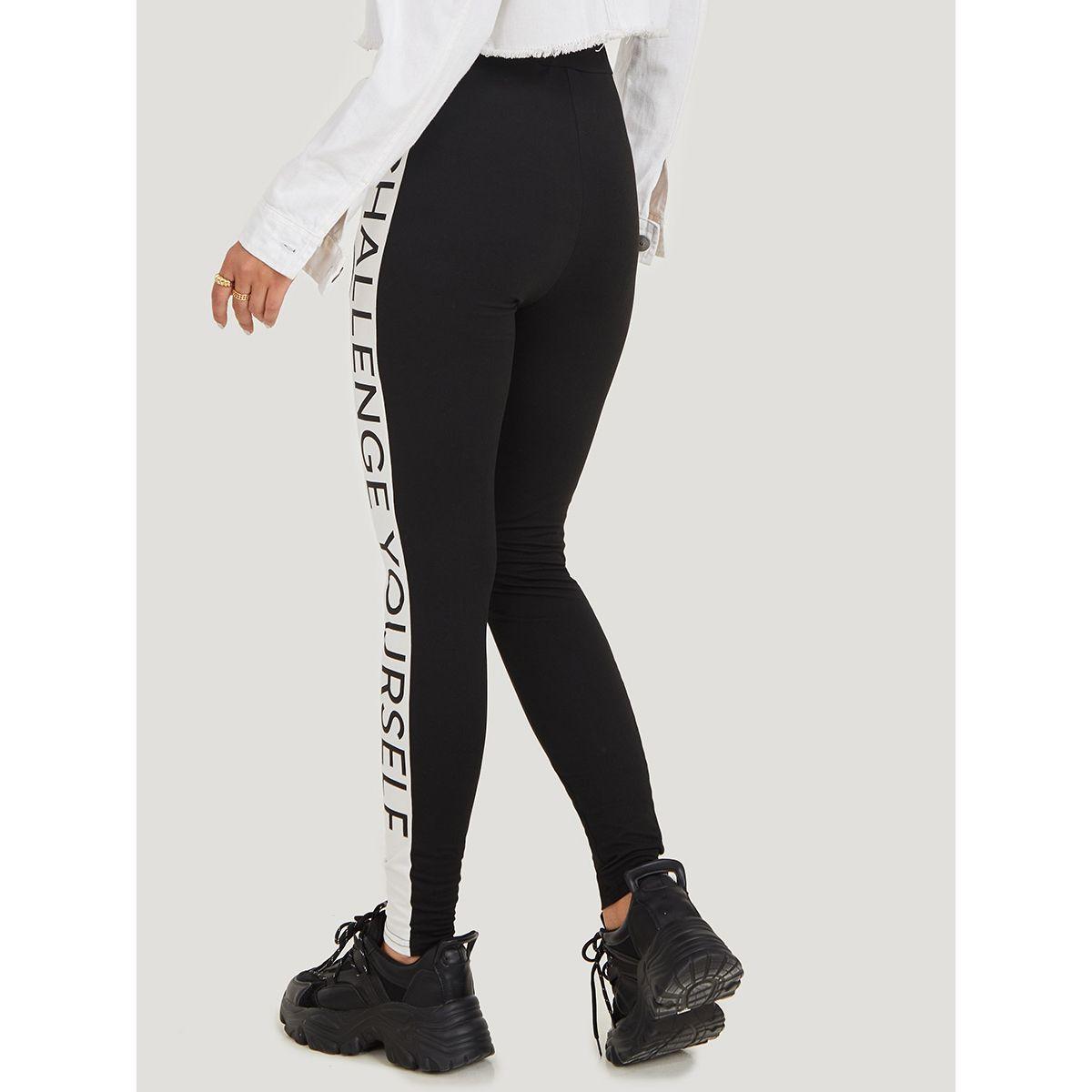 Styli Elastic Waistband Slogan Print Leggings-women-clothing-bottoms-leggings-image-4