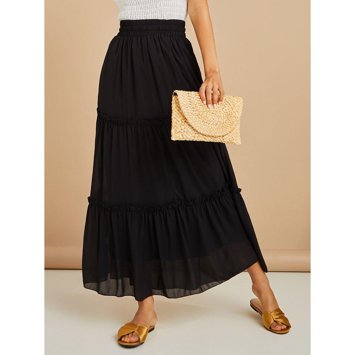 تنورة طويلة بخصر مطاطي-women-clothing-bottoms-skirts-image-1