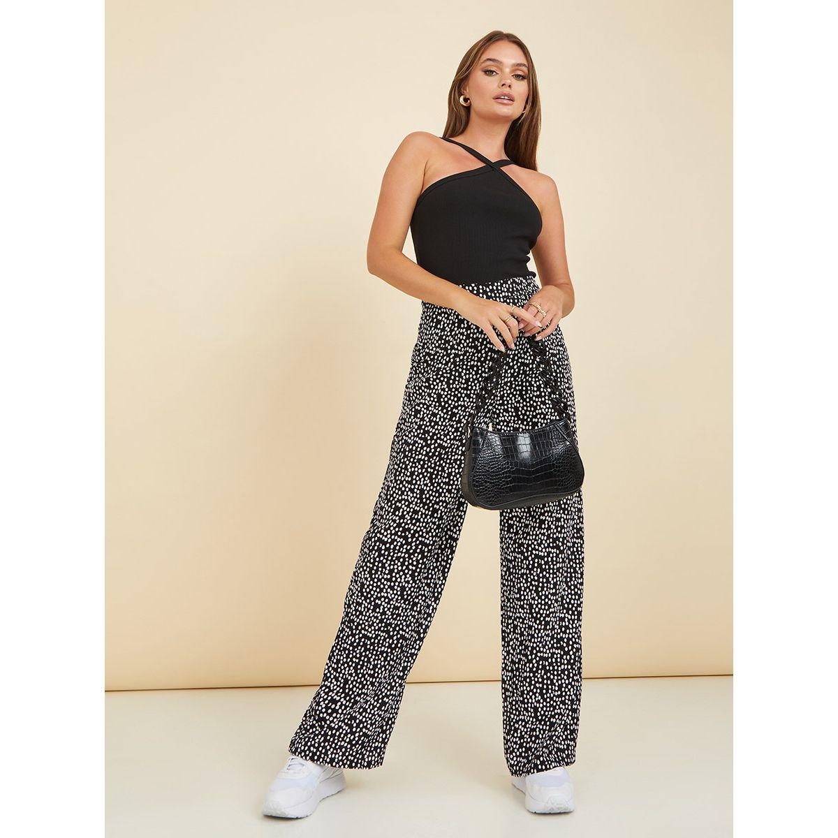 Styli Spot Ditsy Print Wide Leg Trouser -women-clothing-bottoms-trousers-image-2
