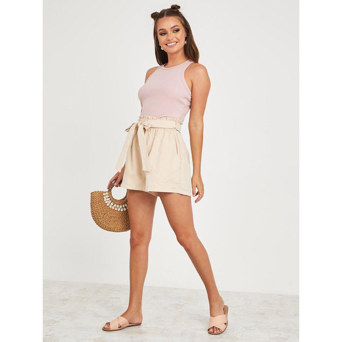 Styli Self Tie Belt Tailored Shorts-women-clothing-bottoms-shorts-image-1