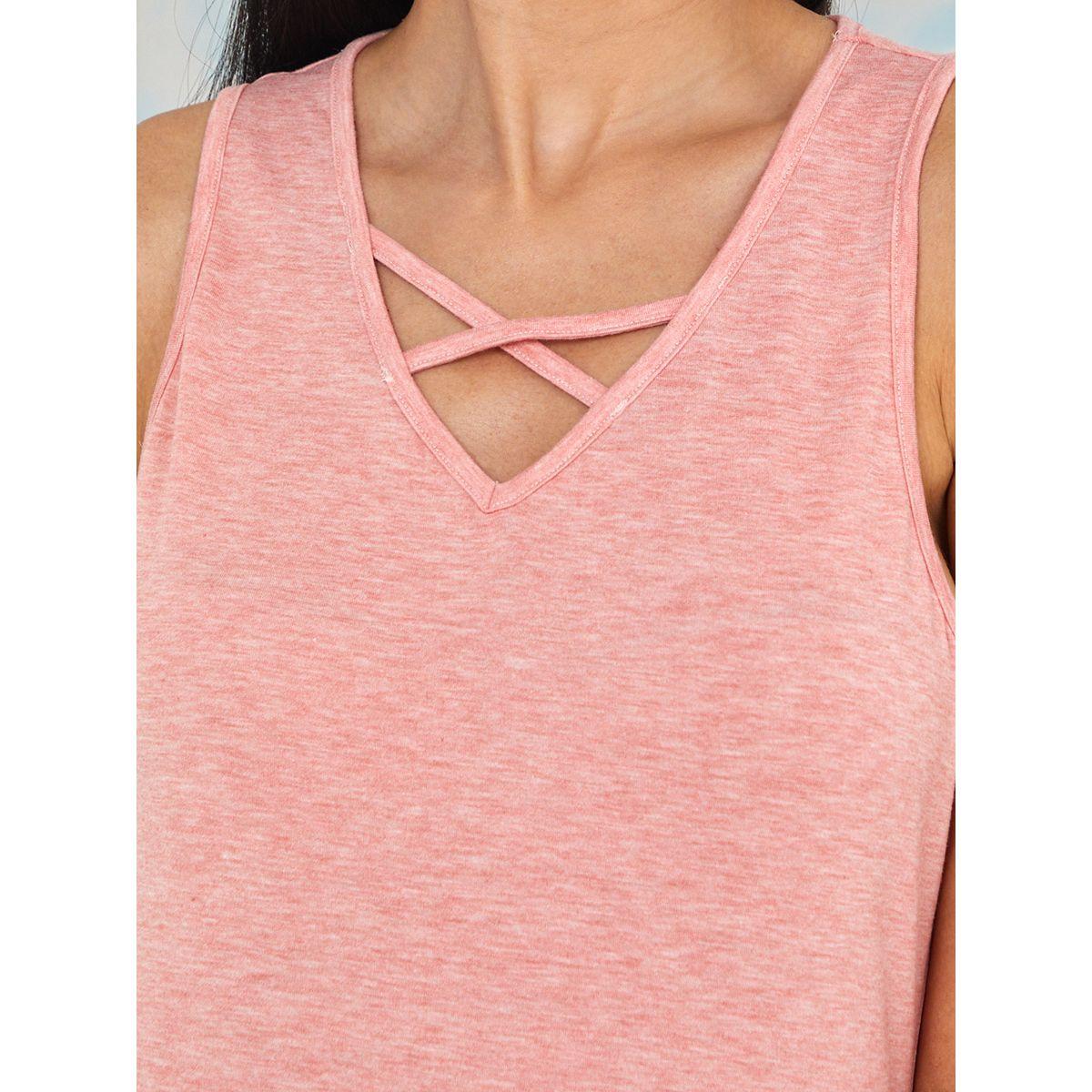 Styli Unwind Melange Cross Front Detail Sleep T-shirt Dress-women-clothing-nightwear-nighties-image-3