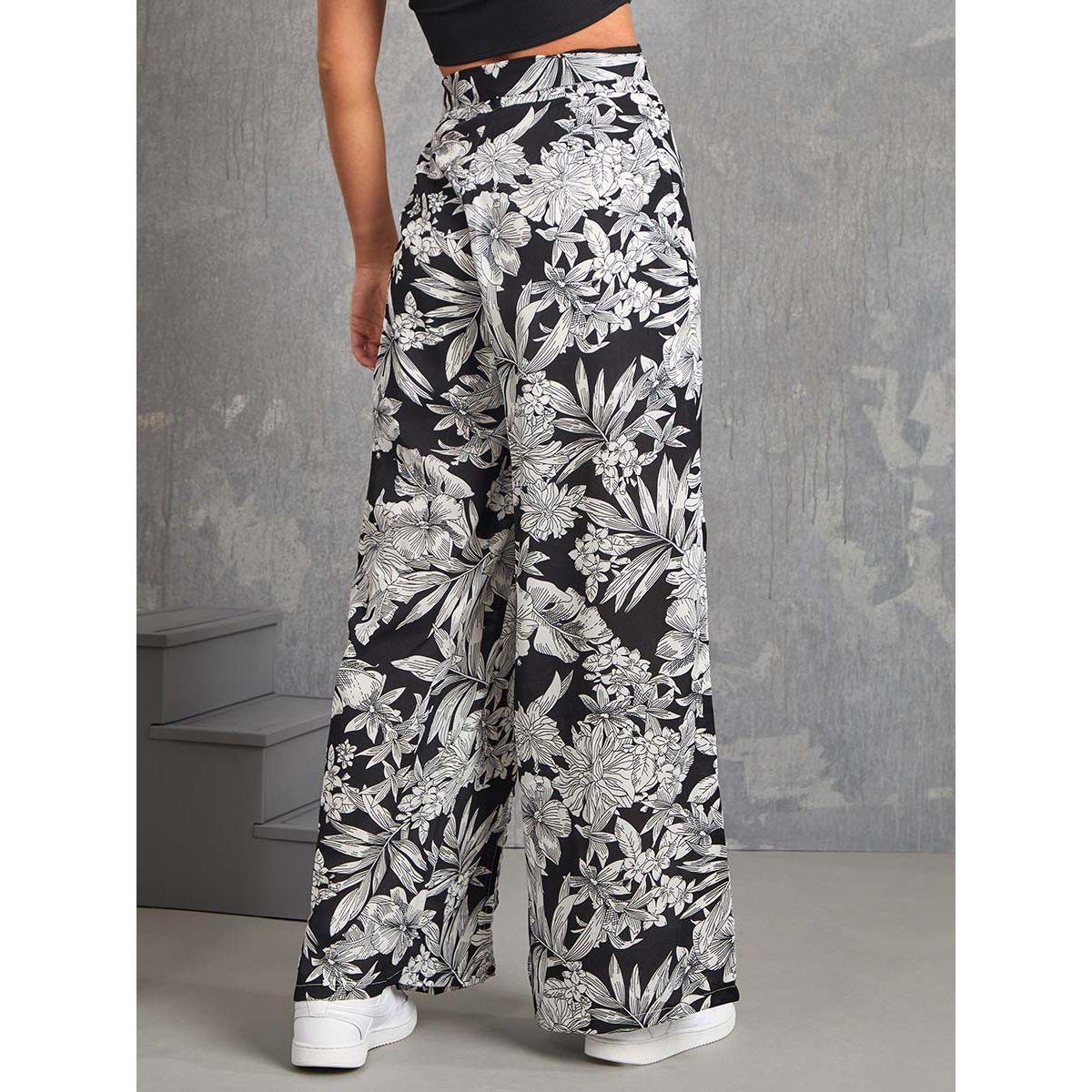 Styli Floral Print Wide Leg Trouser with Slit Detail-women-clothing-bottoms-trousers-image-4