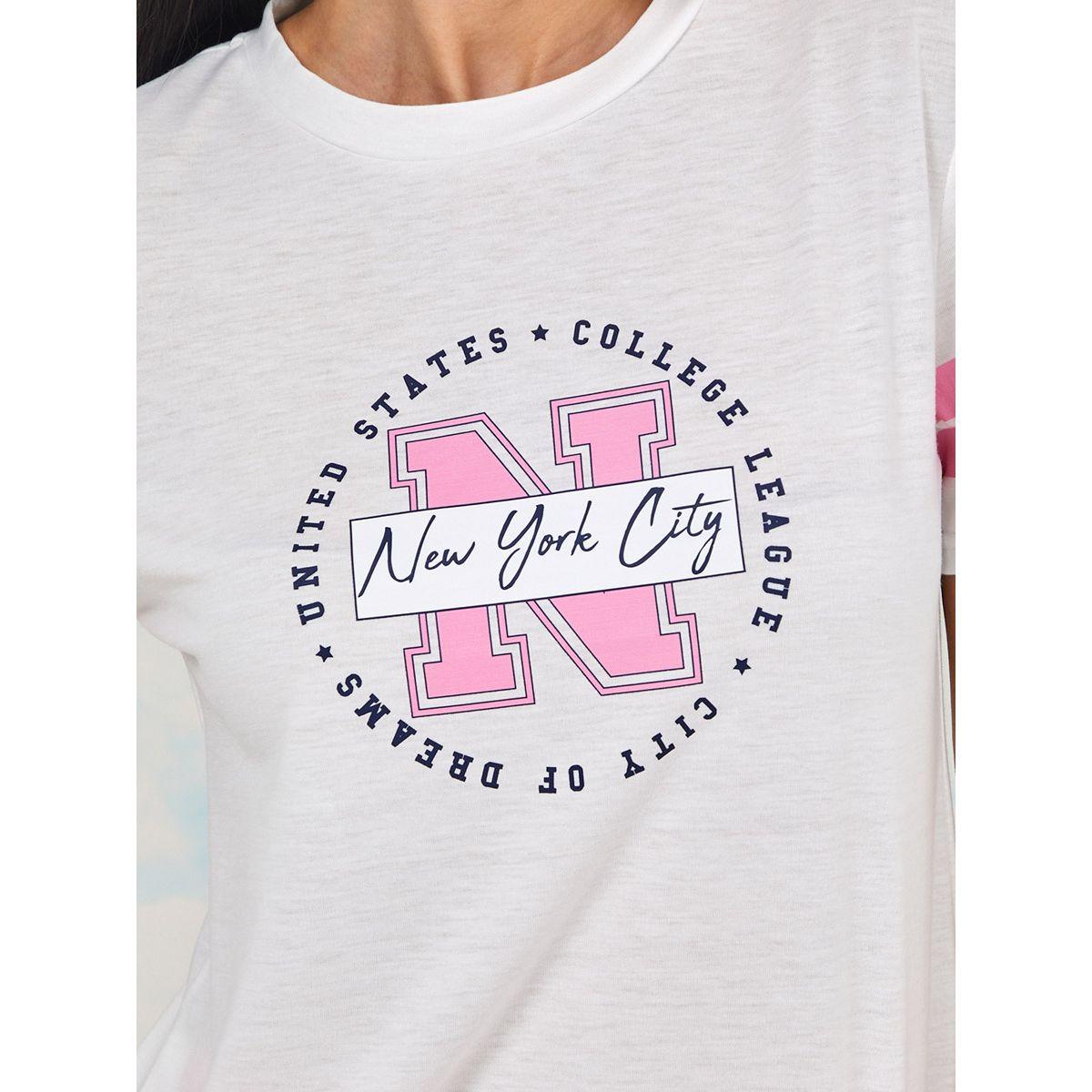 Styli Unwind Stripe Sleeve NYC Graphic T-shirt and Side Stripe Pyjama Set-women-clothing-nightwear-pyjamas-longsets-image-3