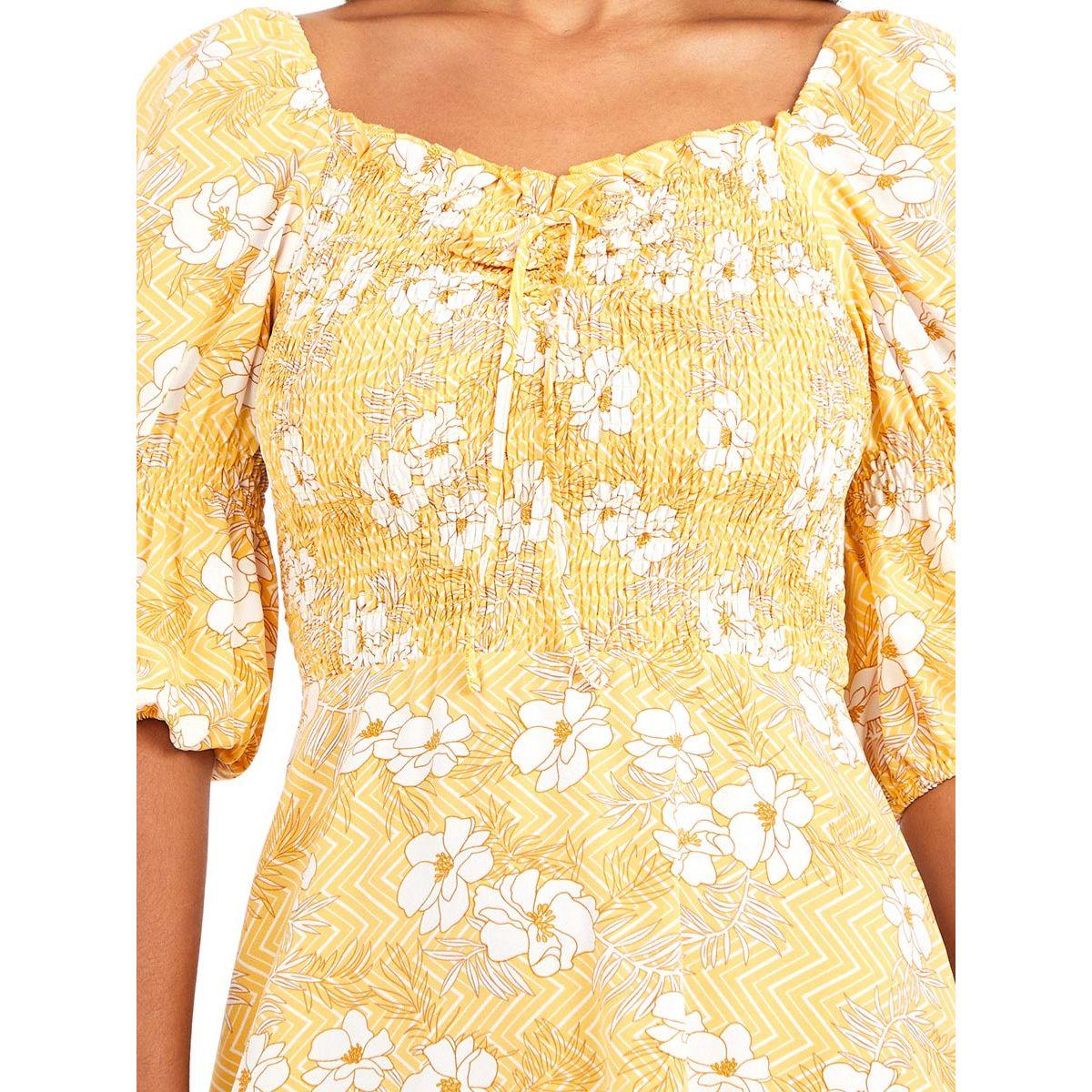 Styli 3/4 Cuffed Sleeves Floral Print A-Line Midi Dress-women-clothing-dresses-image-3