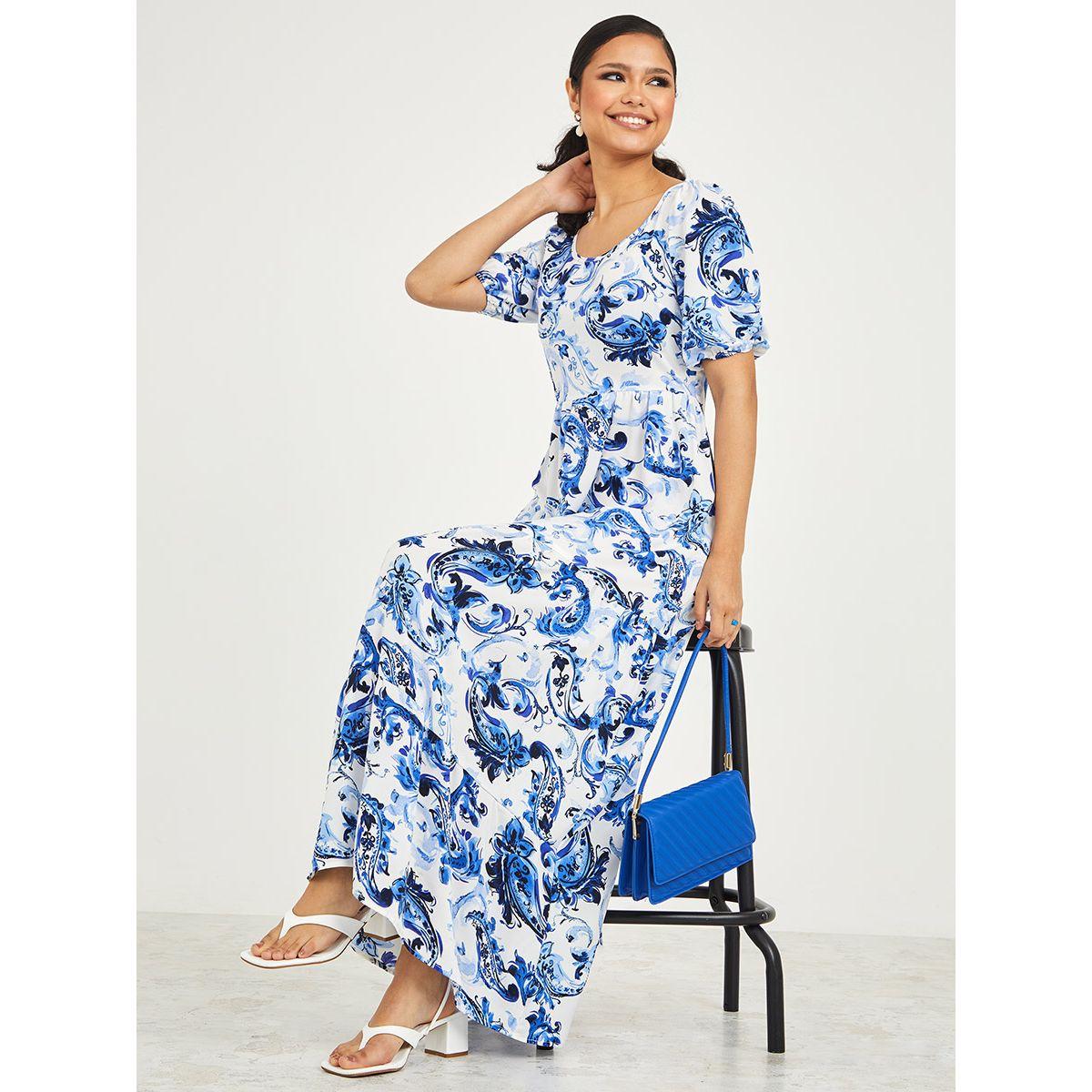 فستان طويل باكمام قصيرة-women-clothing-dresses-image-1